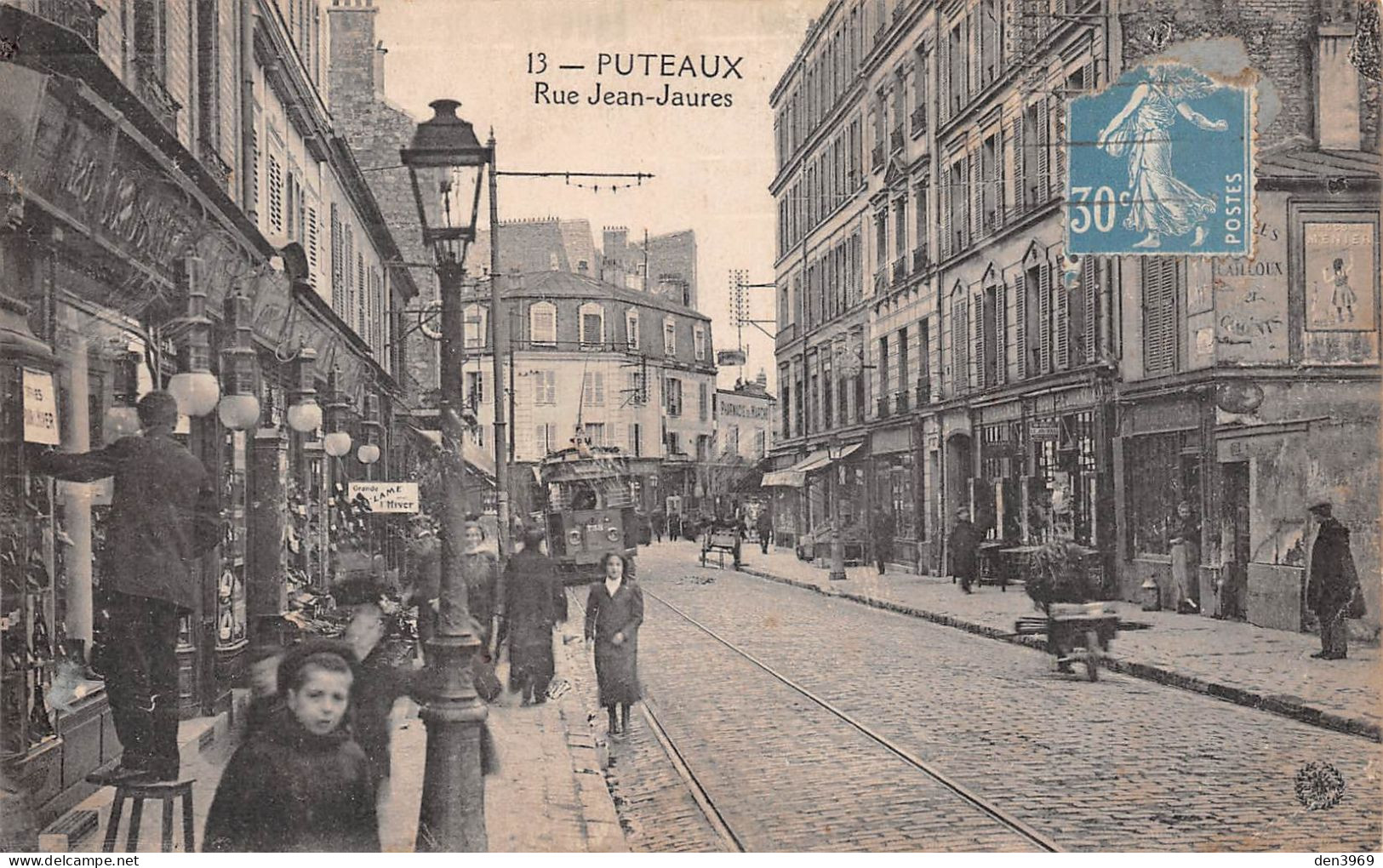 PUTEAUX (Hauts-de-Seine) - Rue Jean Jaurès - Tramway, Lampadaire - Voyagé (2 Scans) Catali, Grande Rue à Saint-Priest - Puteaux