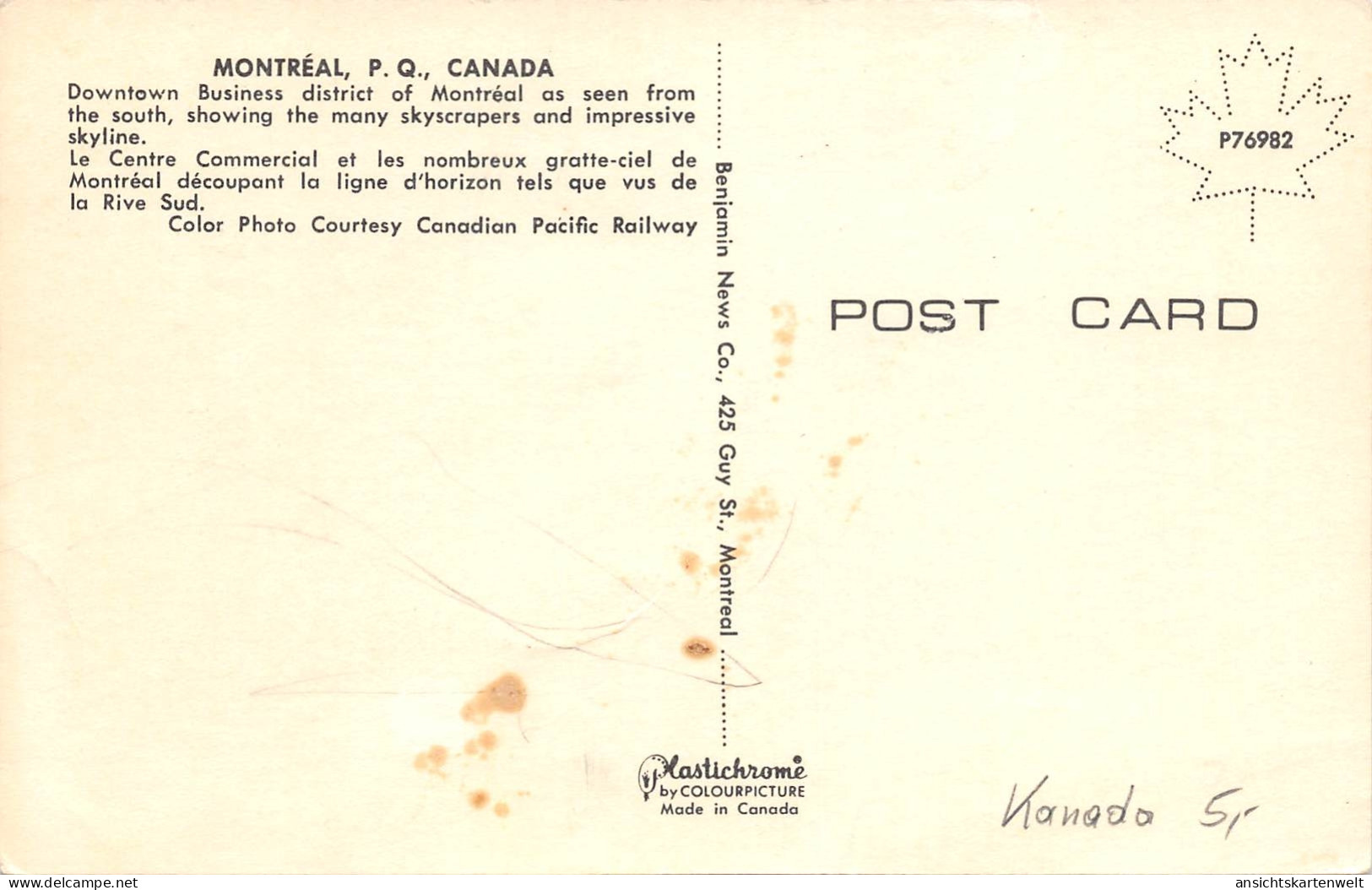 Canada Montréal P.Q. Downtown Business District Seen From The South Ngl #164.196 - Unclassified