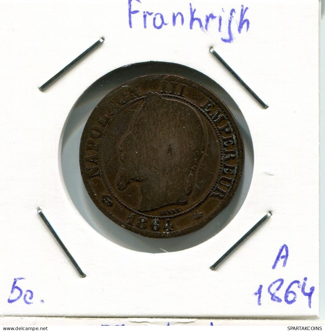 5 CENTIMES 1864 A FRANCE Pièce Napoleon III Imperator #AK997.F.A - 5 Centimes