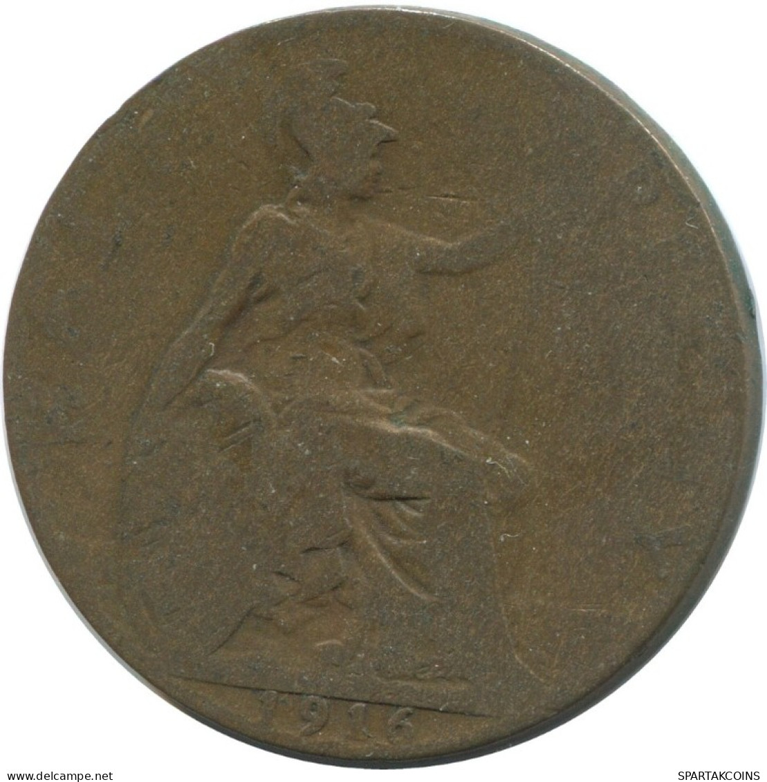HALF PENNY 1916 UK GBAN BRETAÑA GREAT BRITAIN Moneda #AG794.1.E.A - C. 1/2 Penny