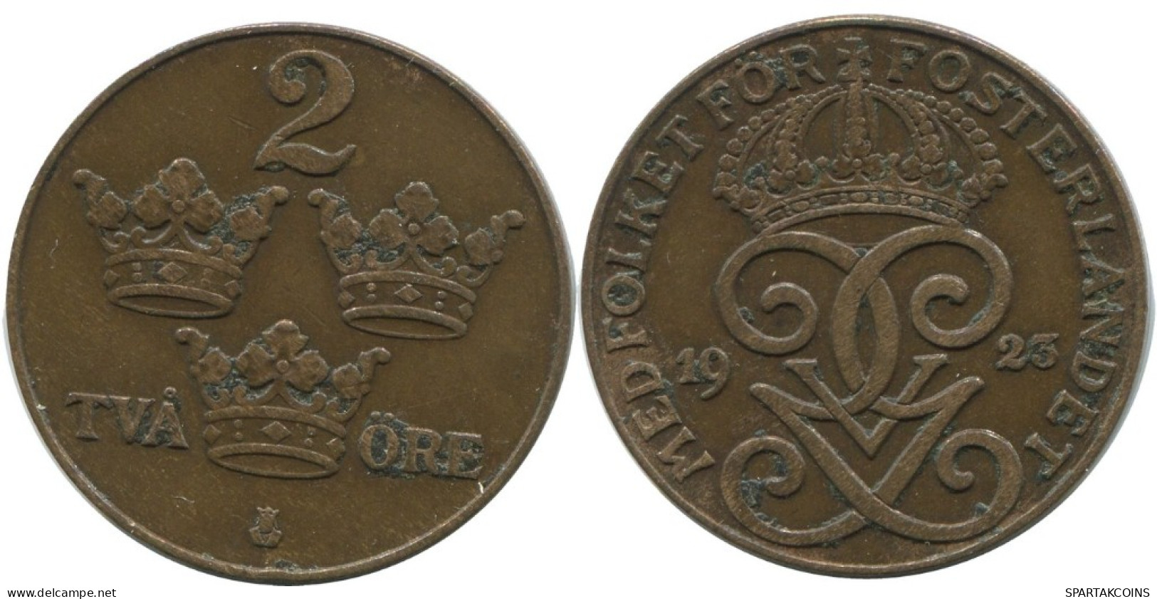 2 ORE 1923 SWEDEN Coin #AC808.2.U.A - Schweden