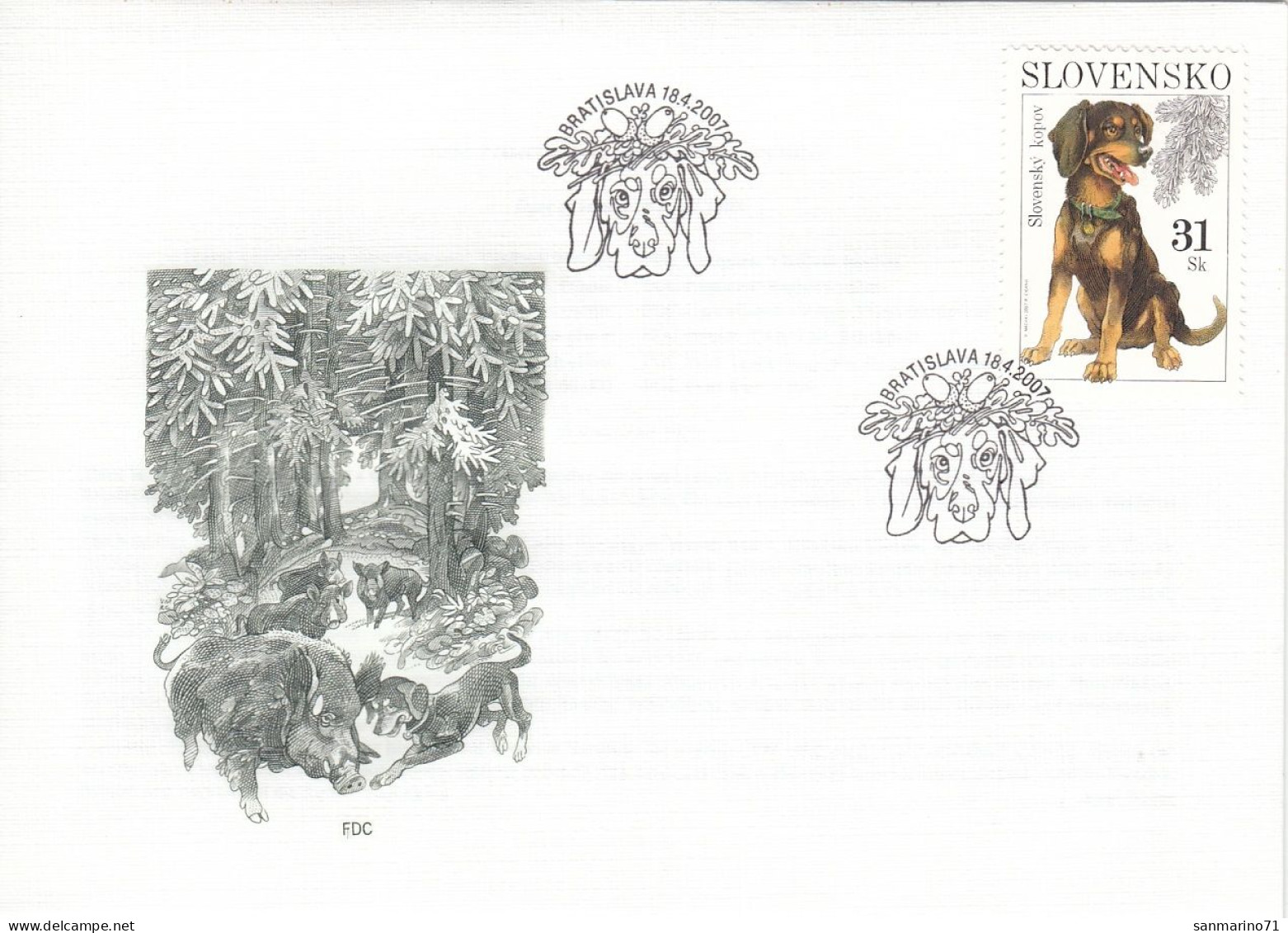 FDC SLOVAKIA 554,dogs - FDC