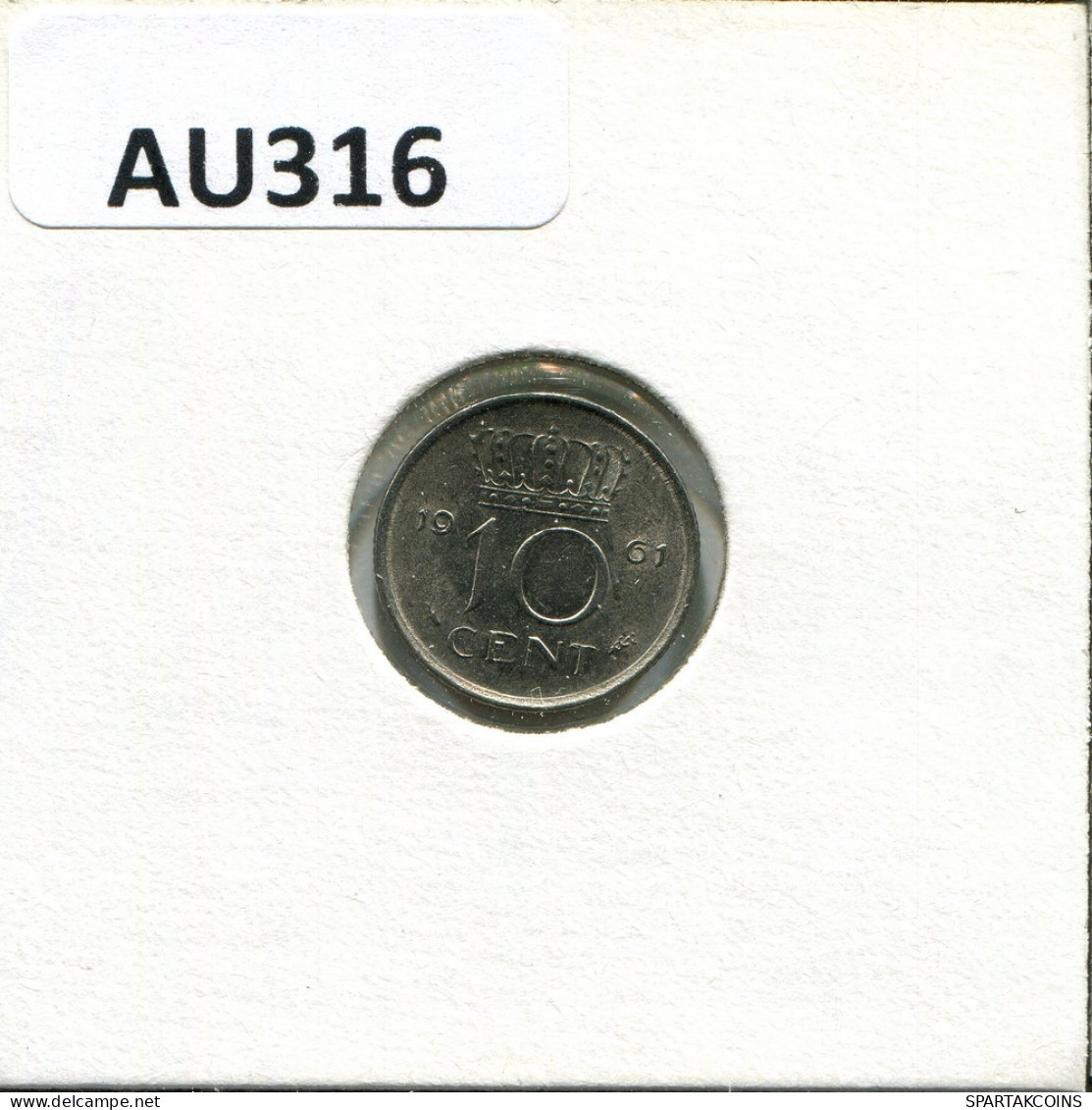 10 CENT 1961 NEERLANDÉS NETHERLANDS Moneda #AU316.E.A - 1948-1980 : Juliana