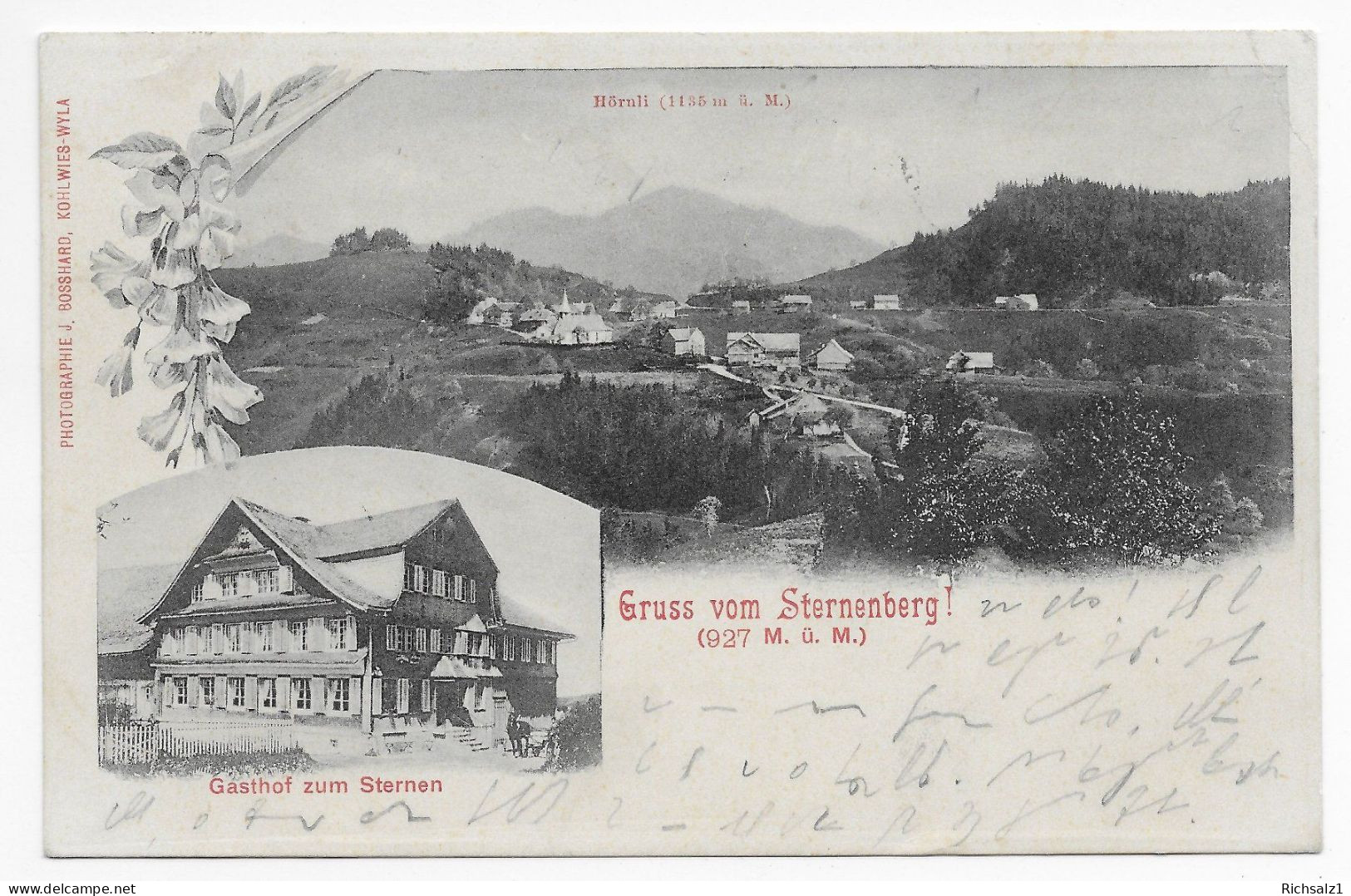 Heimat Zürich : Gasthof Zum Sternen Sternenberg Um 1904, Eckbug Rechts Oben - Sternenberg