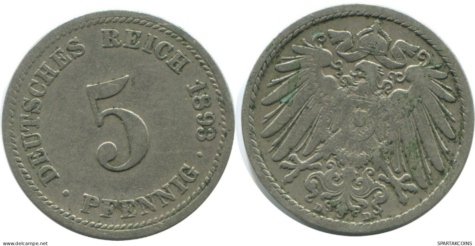 5 PFENNIG 1893 D DEUTSCHLAND Münze GERMANY #AE671.D.A - 5 Pfennig