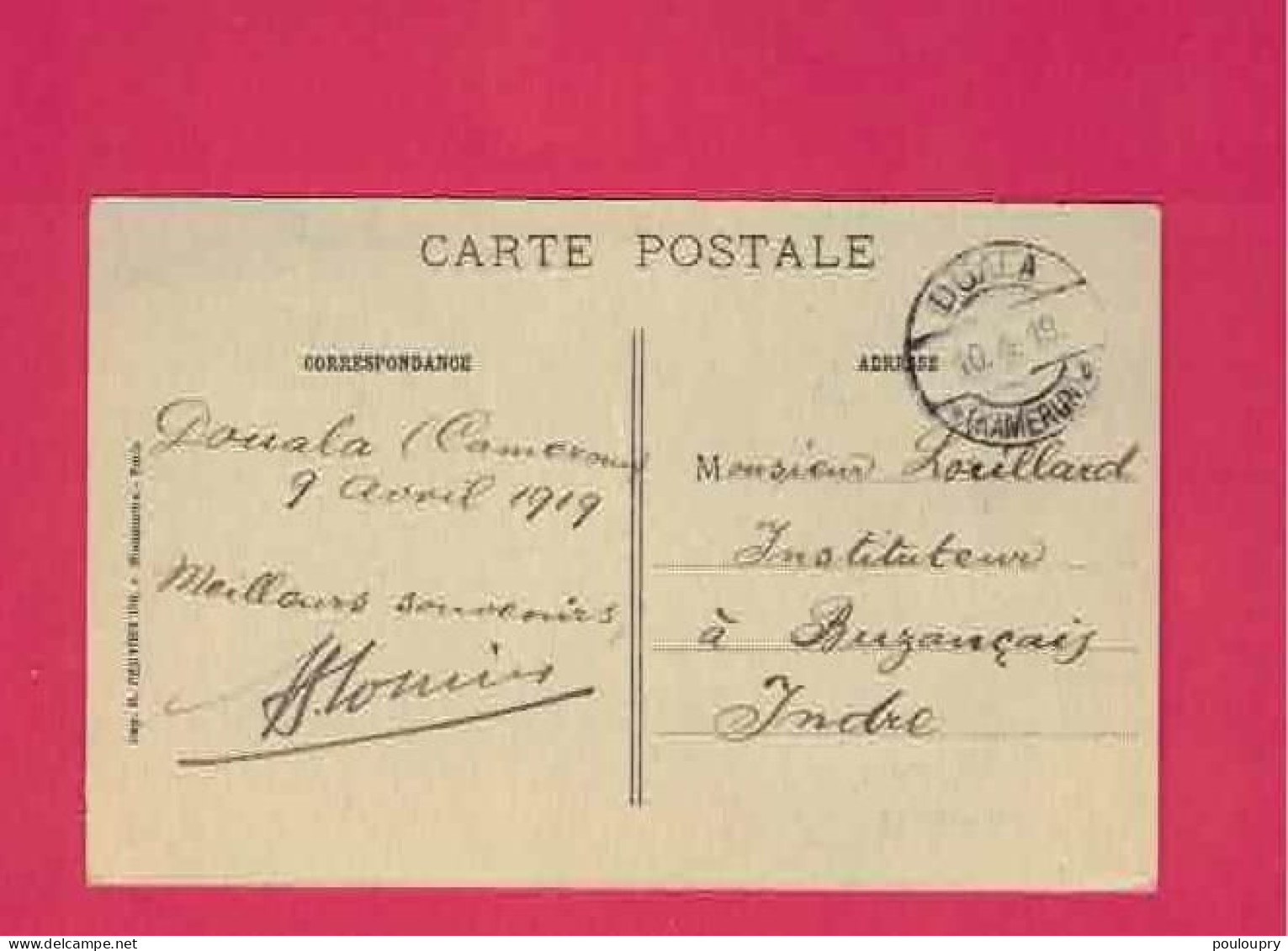 CP De 1919 Pour La France - YT N° 71 - Cachet Duala (Kamerun)b Rare - Covers & Documents