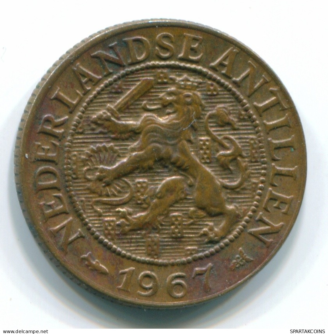 1 CENT 1967 ANTILLAS NEERLANDESAS Bronze Fish Colonial Moneda #S11131.E.A - Antille Olandesi