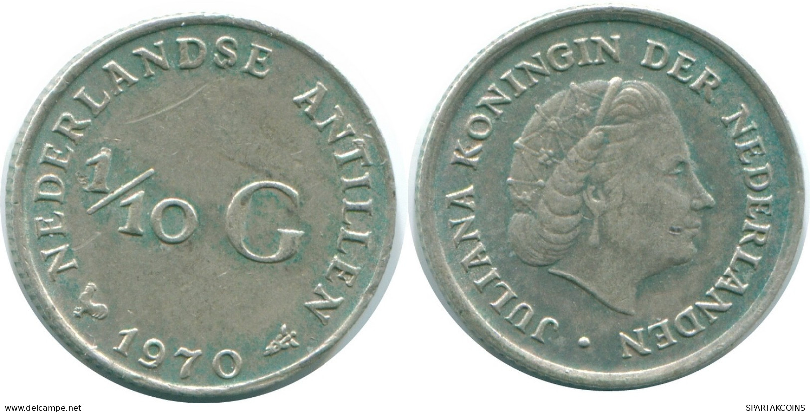 1/10 GULDEN 1970 NETHERLANDS ANTILLES SILVER Colonial Coin #NL13092.3.U.A - Antilles Néerlandaises