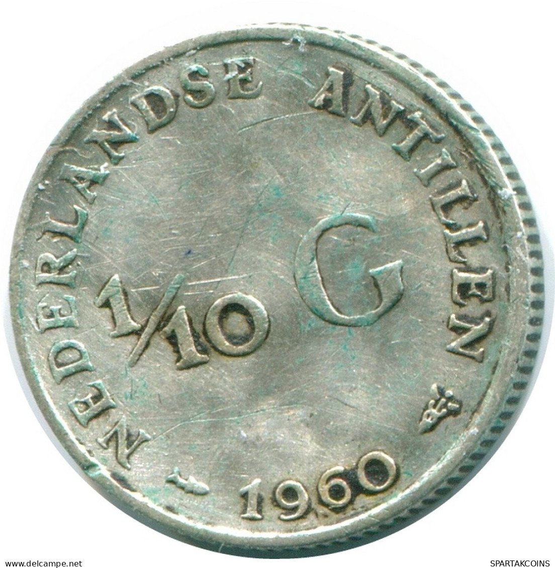 1/10 GULDEN 1960 ANTILLAS NEERLANDESAS PLATA Colonial Moneda #NL12336.3.E.A - Antille Olandesi