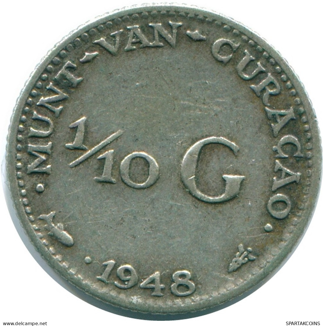 1/10 GULDEN 1948 CURACAO NÉERLANDAIS NETHERLANDS ARGENT Colonial Pièce #NL12010.3.F.A - Curacao