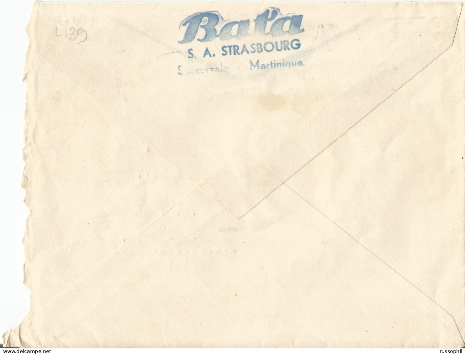 MARTINIQUE - 2 FR.  75 CENT. FRANKING ON COVER FROM FORT DE FRANCE TO TRINIDAD - BATA SHOES - 1938 - Lettres & Documents