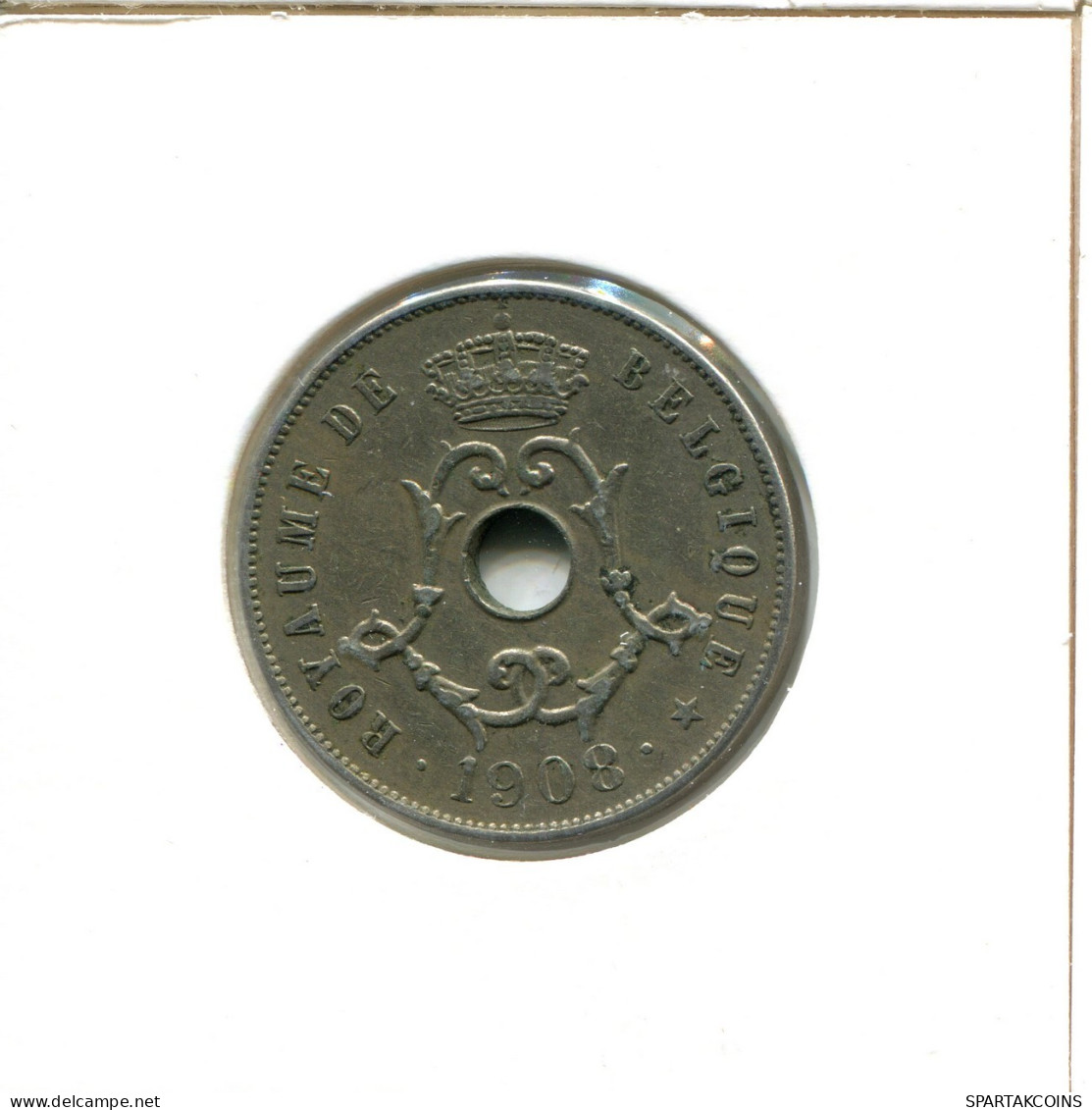 25 CENTIMES 1908 BÉLGICA BELGIUM Moneda FRENCH Text #AX403.E.A - 25 Centimes
