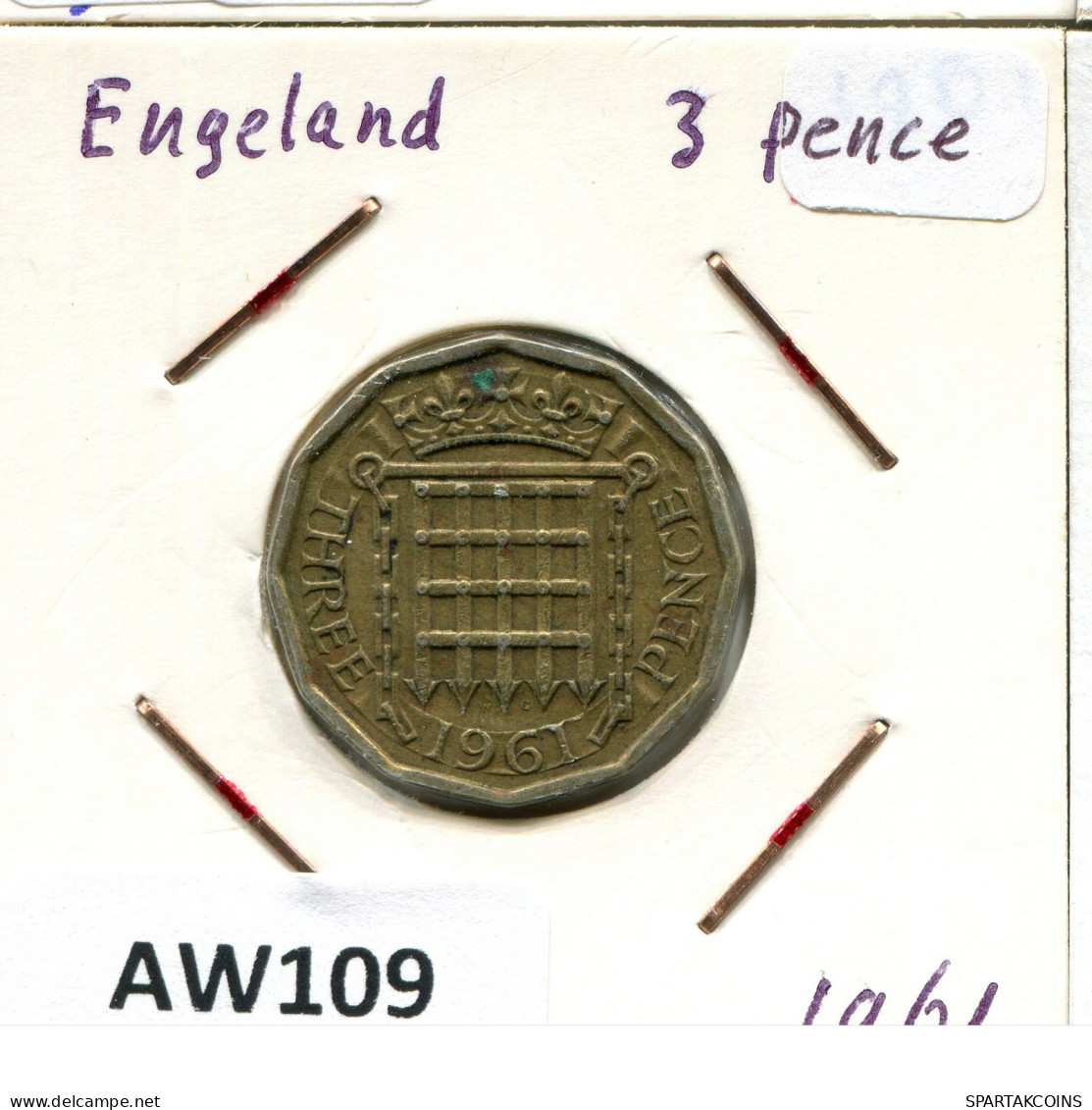 THREEPENCE 1961 UK GROßBRITANNIEN GREAT BRITAIN Münze #AW109.D.A - F. 3 Pence
