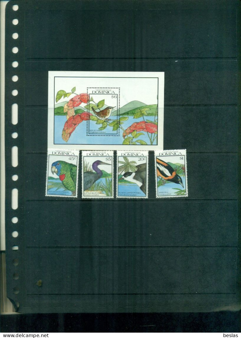 DOMINICA OISEAUX  4 VAL + BF NEUFS A PARTIR DE 2,25 EUROS - Dominica (1978-...)