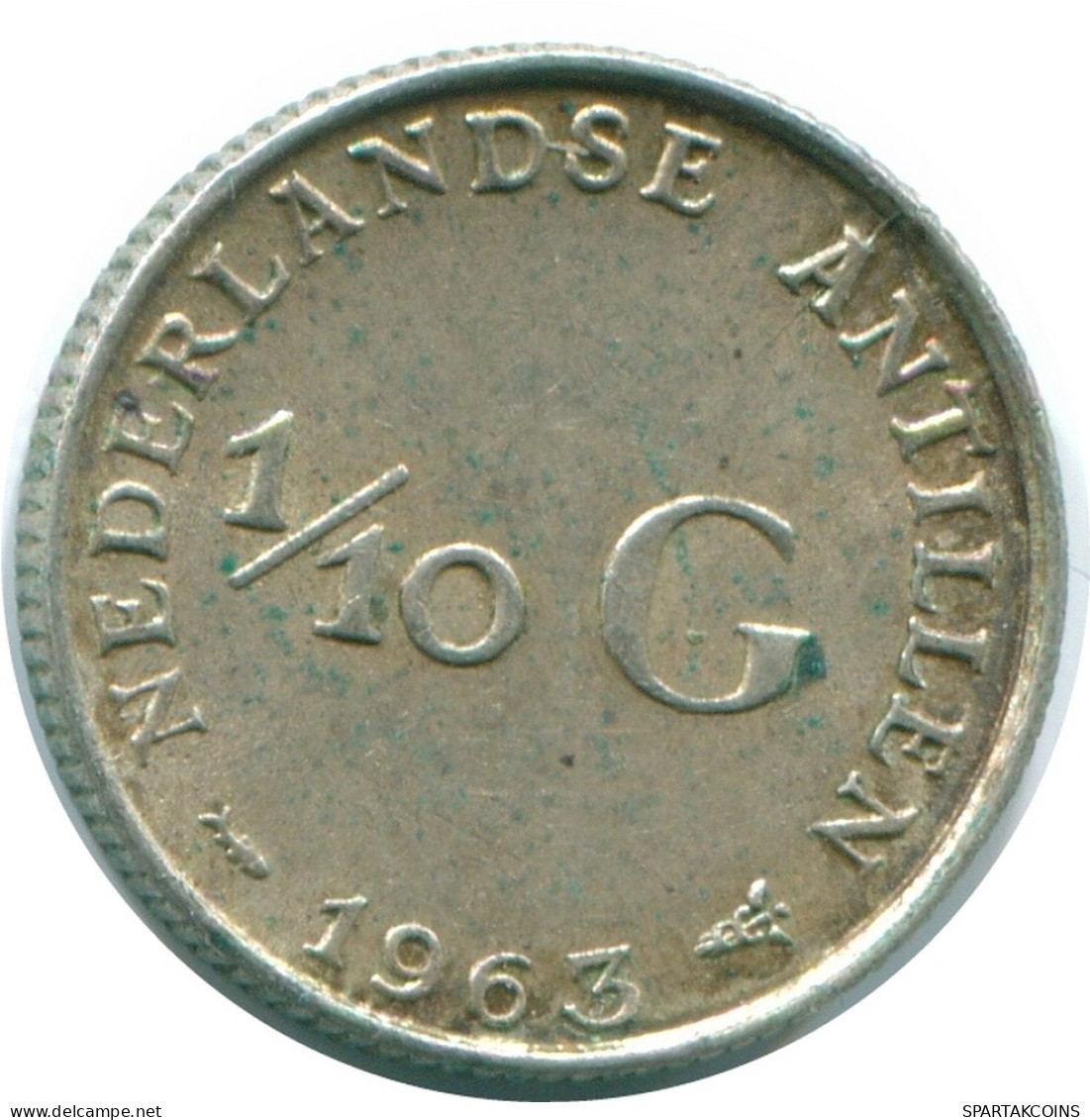 1/10 GULDEN 1963 NETHERLANDS ANTILLES SILVER Colonial Coin #NL12495.3.U.A - Netherlands Antilles