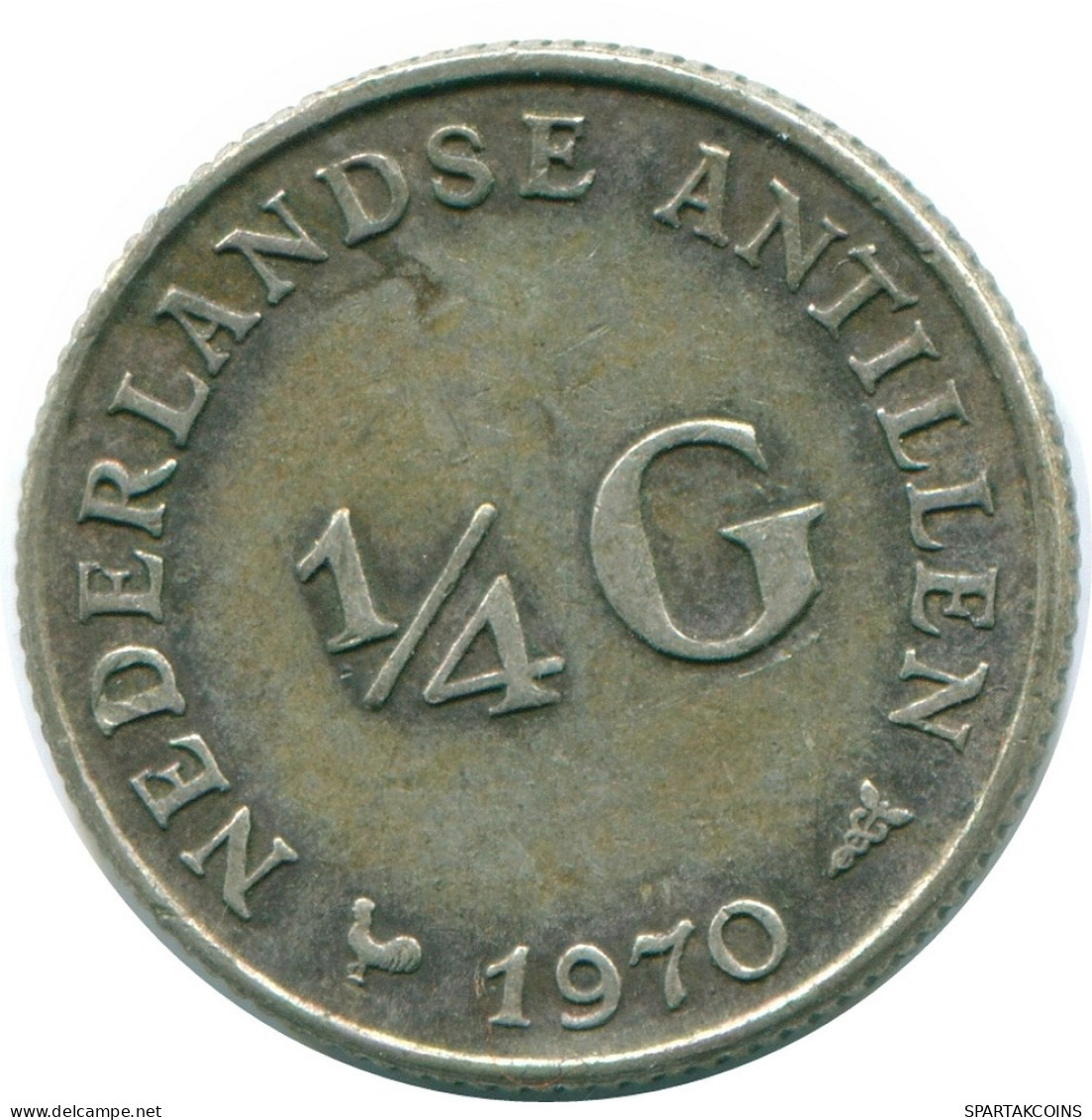 1/4 GULDEN 1970 ANTILLES NÉERLANDAISES ARGENT Colonial Pièce #NL11711.4.F.A - Netherlands Antilles