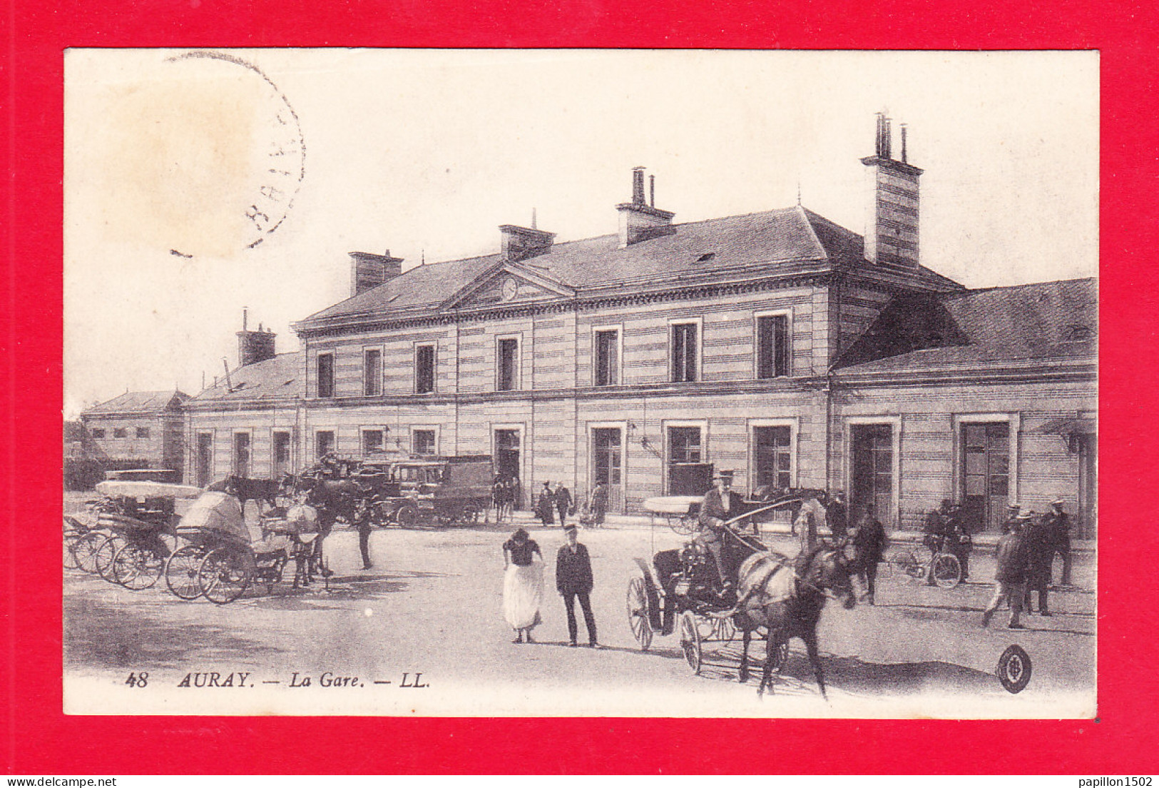 F-56-Auray-22Ph90  La Gare, Vue Extérieure, Attelages, Animation, Cpa BE - Auray