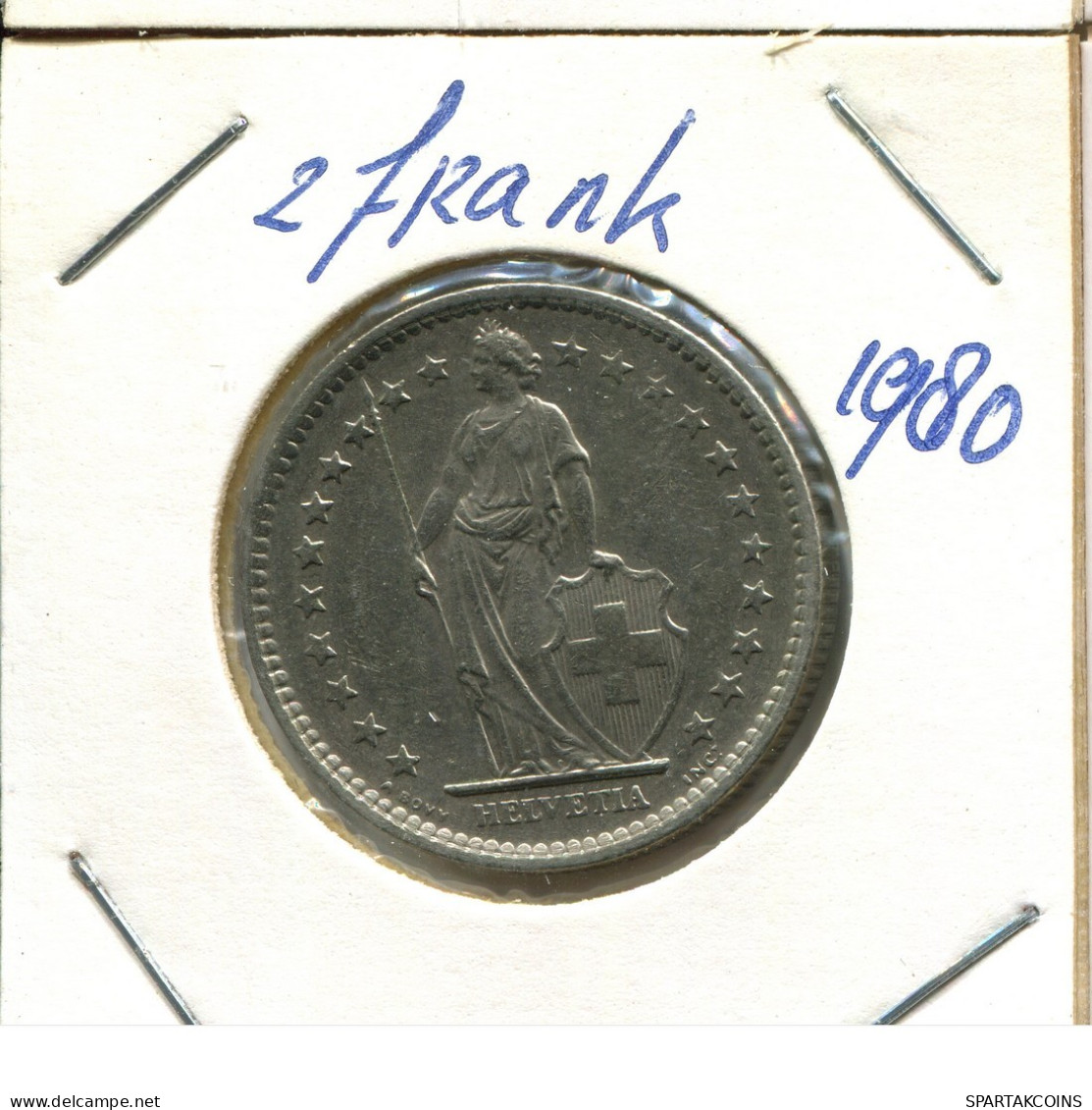 2 FRANCS 1980 SUIZA SWITZERLAND Moneda #AY078.3.E.A - Andere & Zonder Classificatie