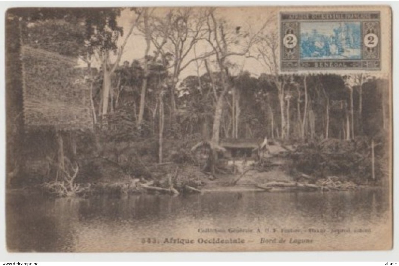 SENEGAL -Sur CPA-AFRIQUE OCCIDENTALE, BORD DE LAGUNE N°54-Circulée - Storia Postale