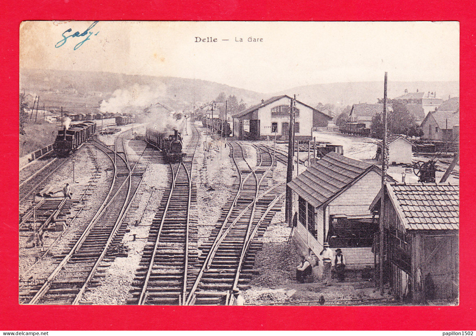 F-90-Delle-04A110  La Gare, Vue Sur Les Voies Et Les Trains, Cpa  - Delle