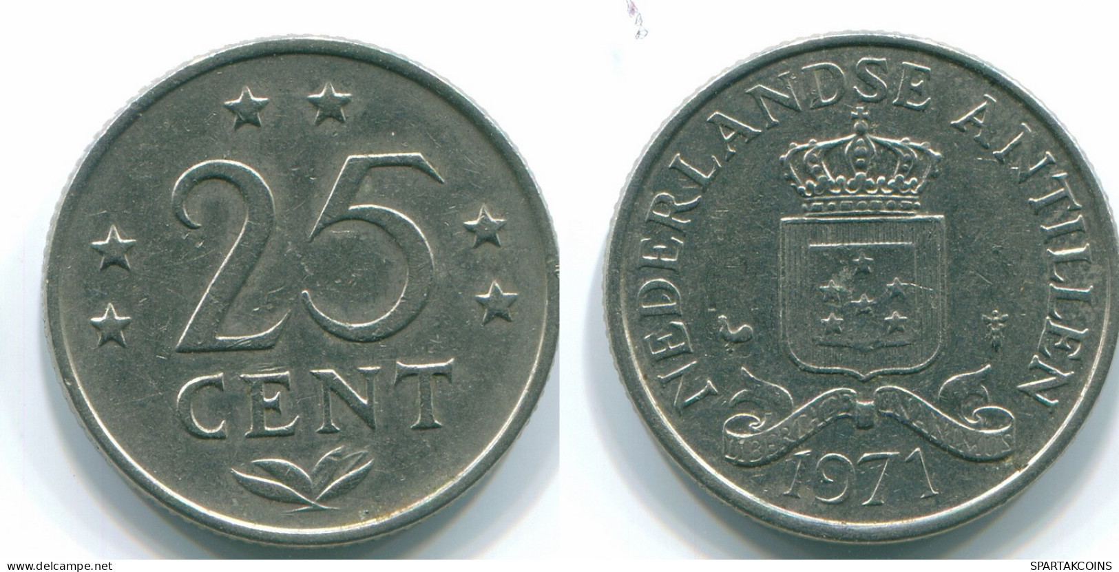 25 CENTS 1971 ANTILLAS NEERLANDESAS Nickel Colonial Moneda #S11530.E.A - Netherlands Antilles