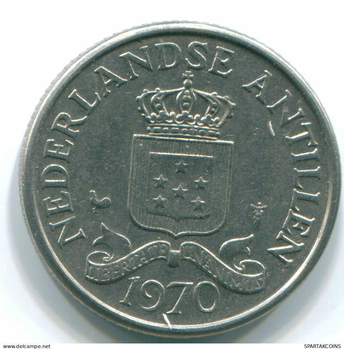 25 CENTS 1970 NETHERLANDS ANTILLES Nickel Colonial Coin #S11456.U.A - Antilles Néerlandaises