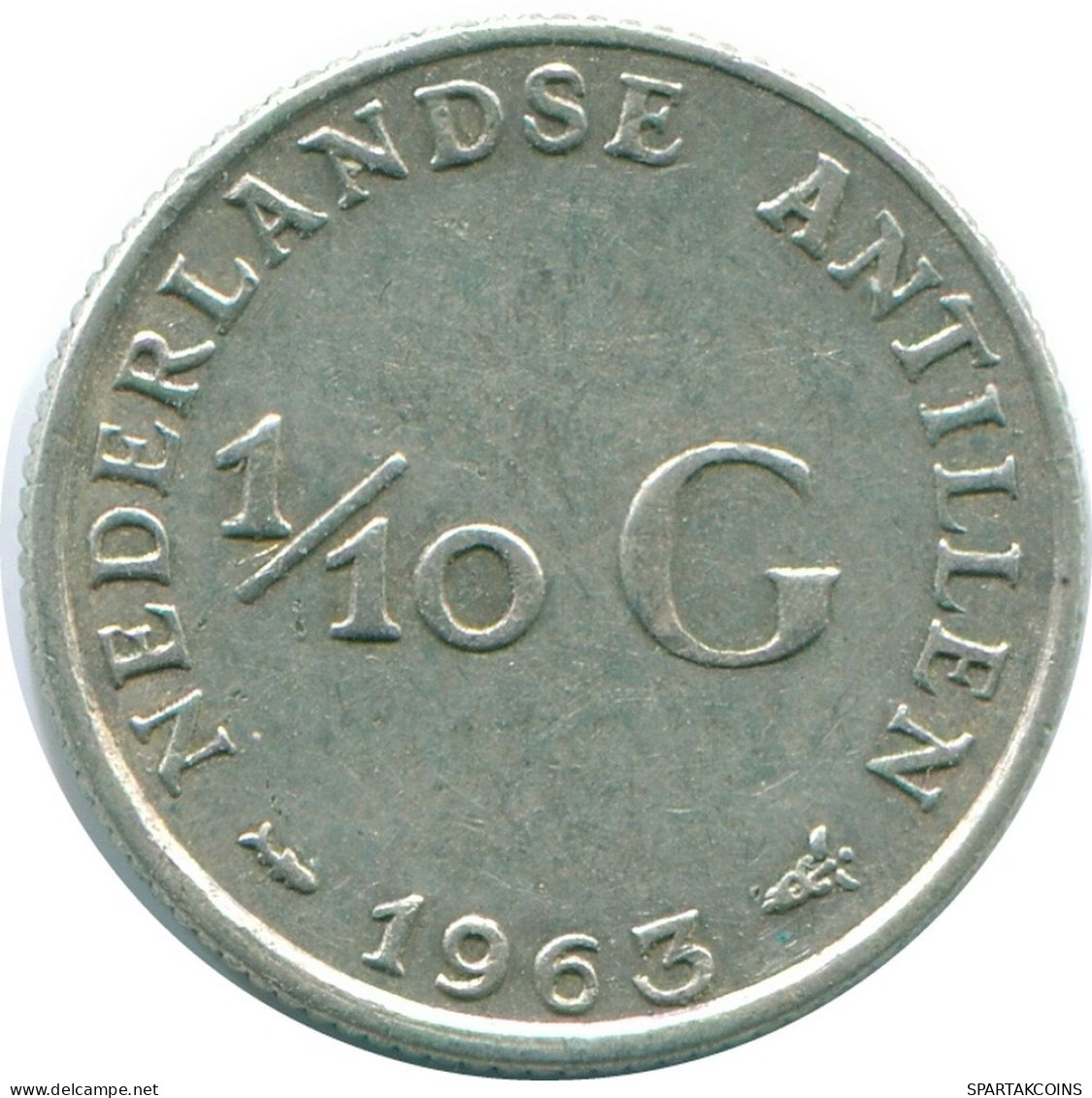 1/10 GULDEN 1963 ANTILLES NÉERLANDAISES ARGENT Colonial Pièce #NL12470.3.F.A - Antilles Néerlandaises