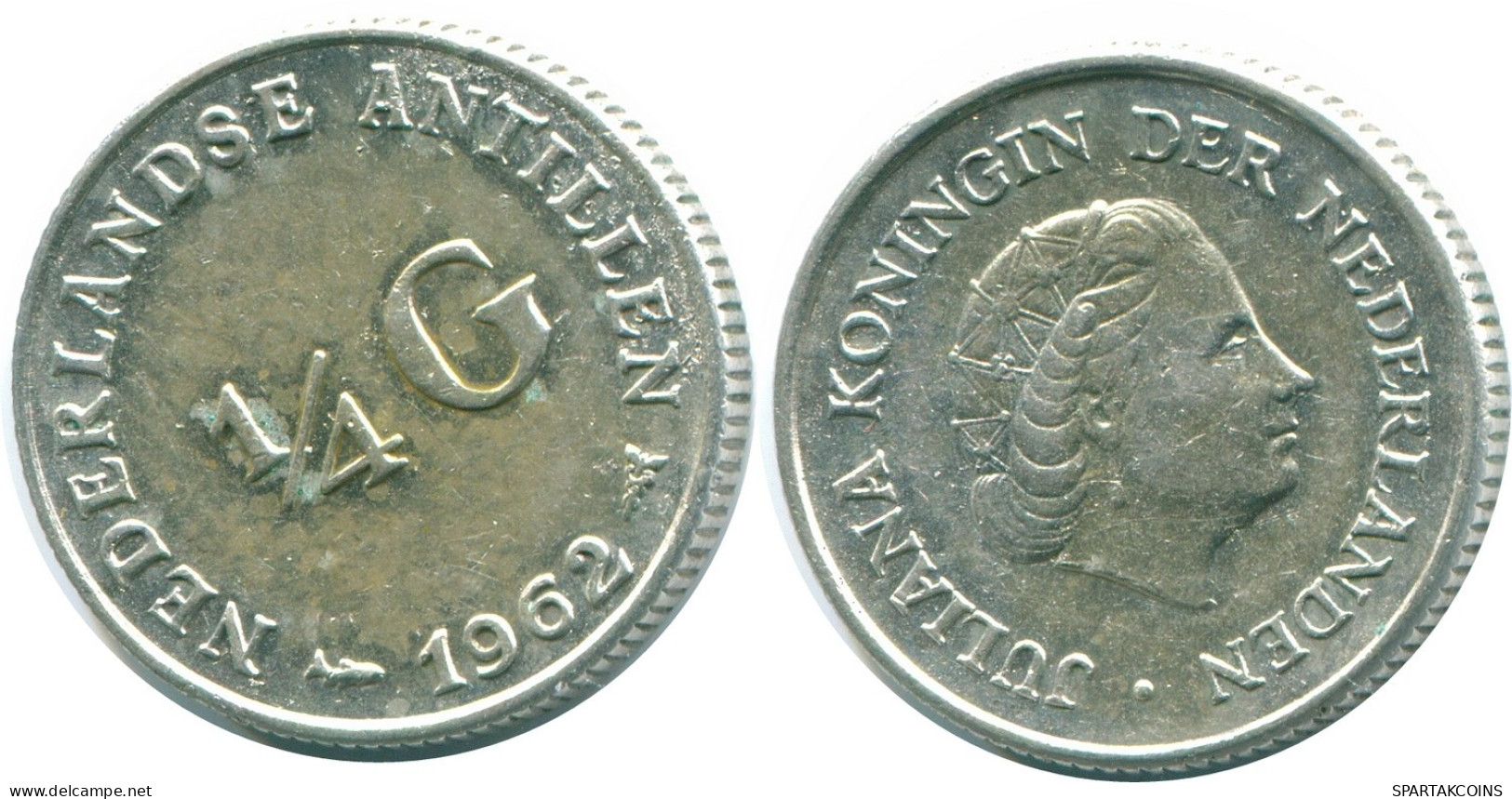 1/4 GULDEN 1962 NETHERLANDS ANTILLES SILVER Colonial Coin #NL11105.4.U.A - Niederländische Antillen