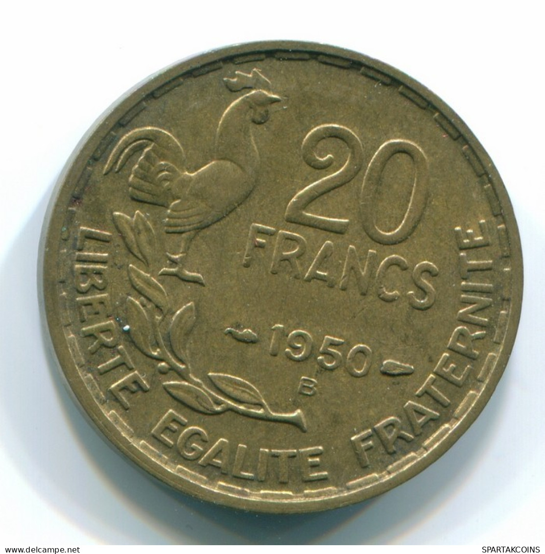 20 FRANCS 1950 B FRANCE Coin GEORGES GUIBAUD-3 PLUMES RARE XF+ #FR1153.36.U.A - 20 Francs