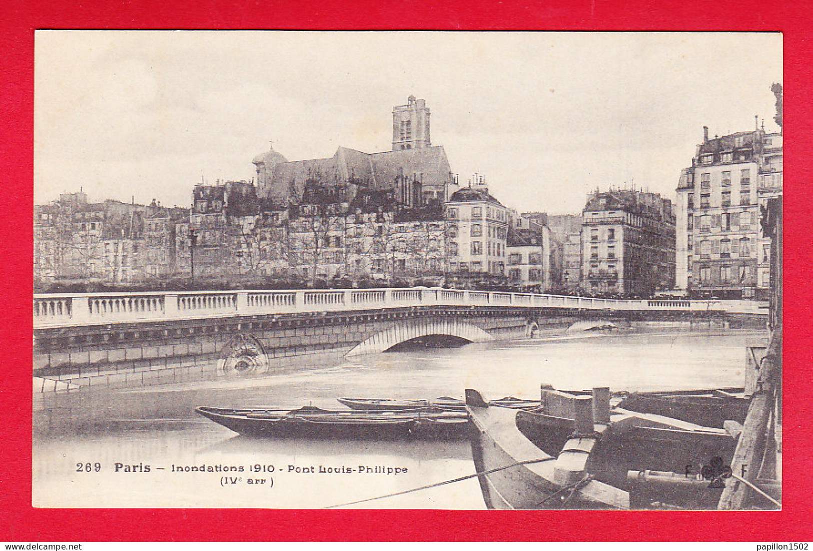 F-75-Paris-721P20 Inondations De 1910, Le Pont Louis-Philippe, Cpa BE - Inondations De 1910