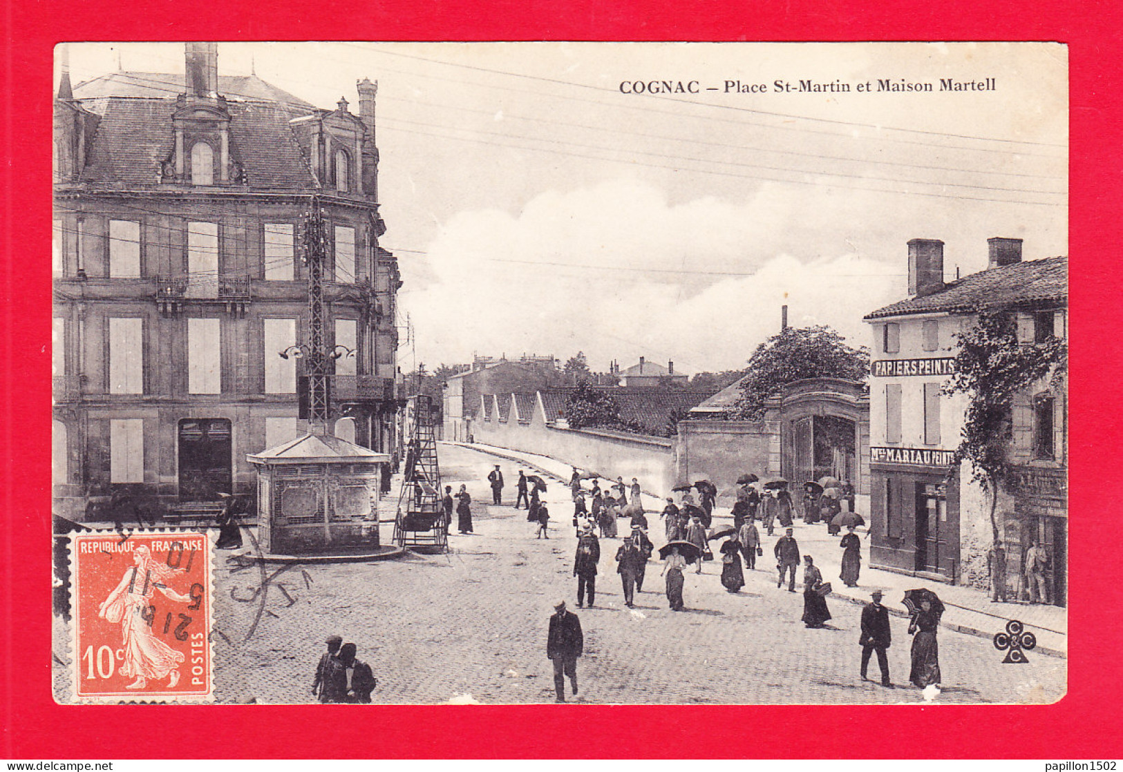 F-16-Cognac-226Ph57 Place St Martin Et Maison Martell, Commerce De Papiers Peints, Animation, Cpa BE - Cognac