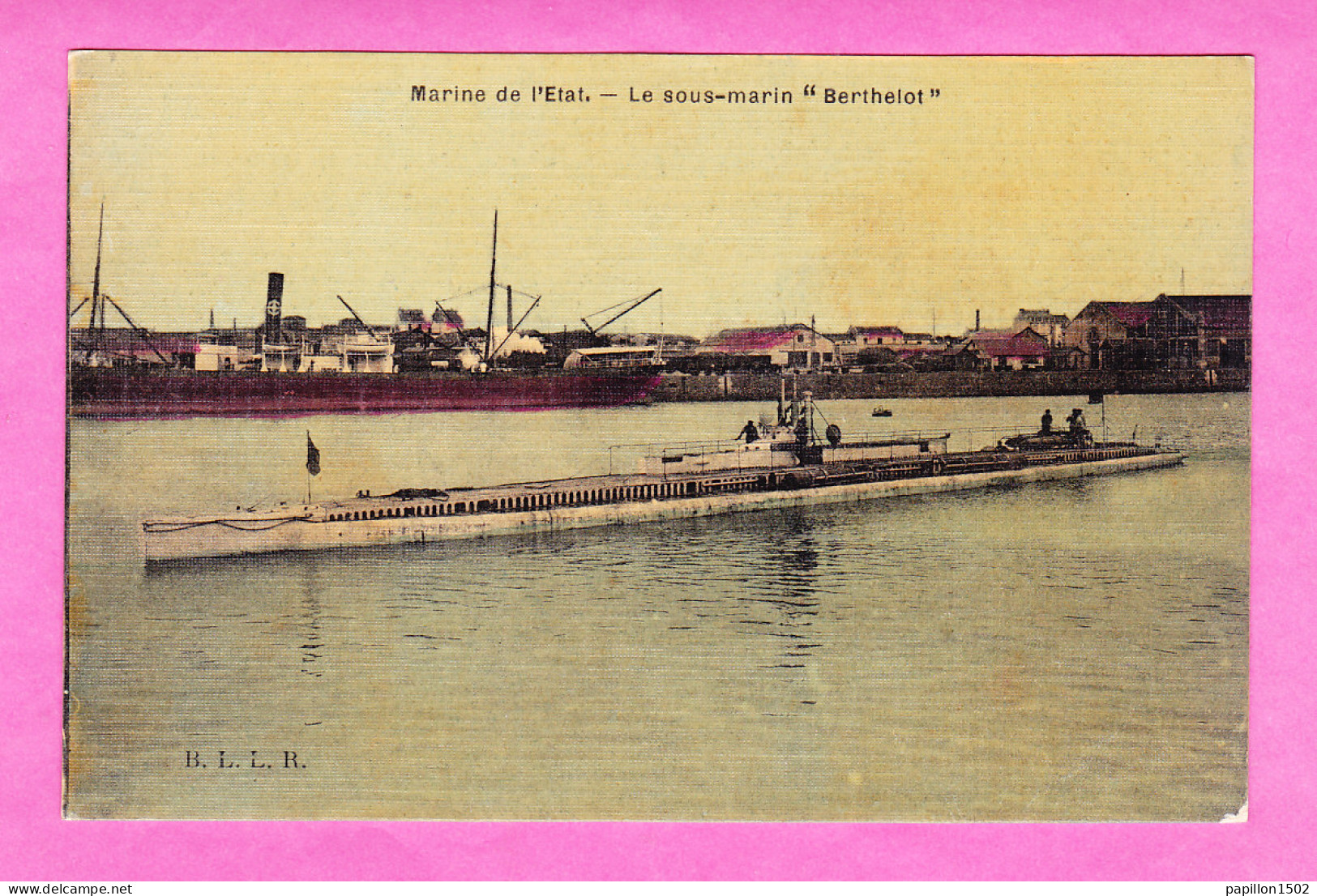 Bateaux-323Ph57  Marine De L'état, Le Sous-marin BERTHELOT, Cpa Toilée Colorisée BE - Submarines