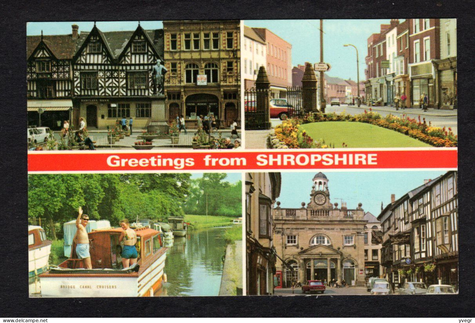 Angleterre - Greetings From SHROPSHIRE - The Square Shrewsbury , The Canal Ellesmere- High Street Newport - Multi Vues - Shropshire
