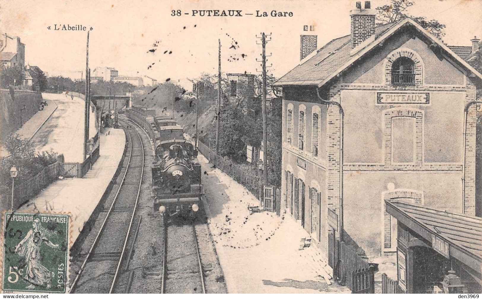 PUTEAUX (Hauts-de-Seine) - La Gare Avec Train - Voyagé 1908 (2 Scans) Besançon, Rue Du Prince D'Orange à Saint-Dizier - Puteaux