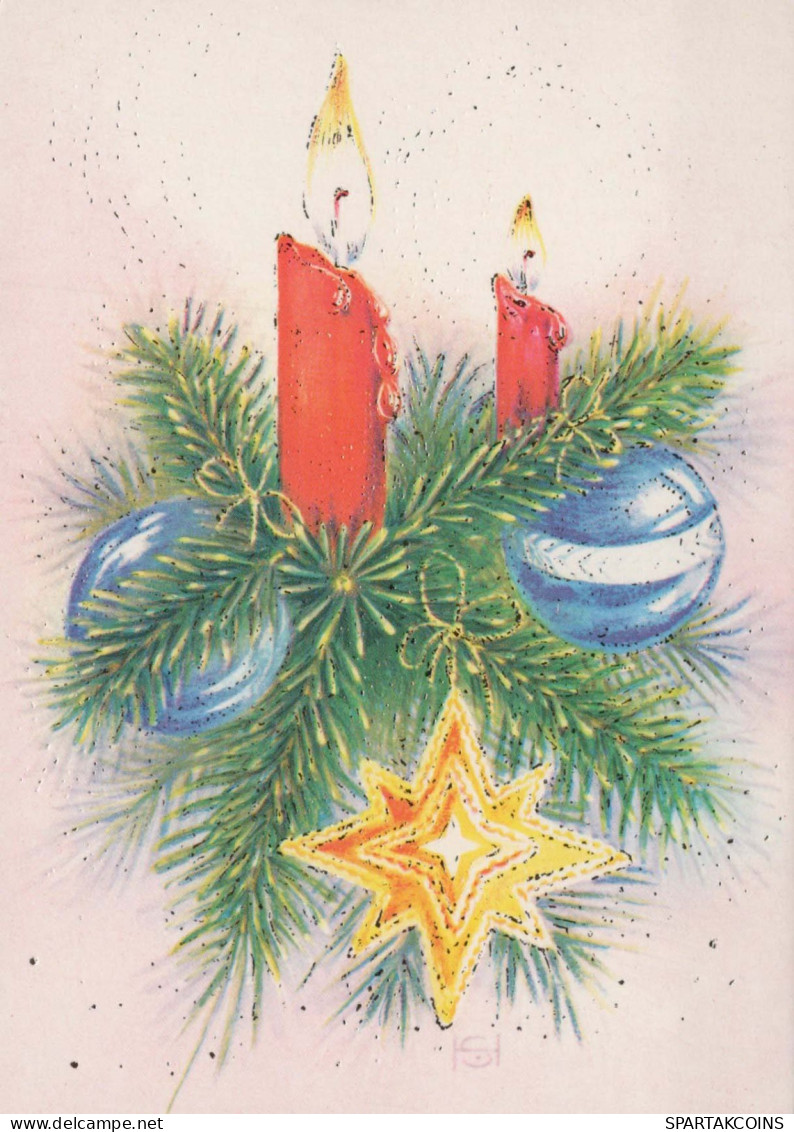 Happy New Year Christmas CANDLE Vintage Postcard CPSM #PBN920.A - Nouvel An