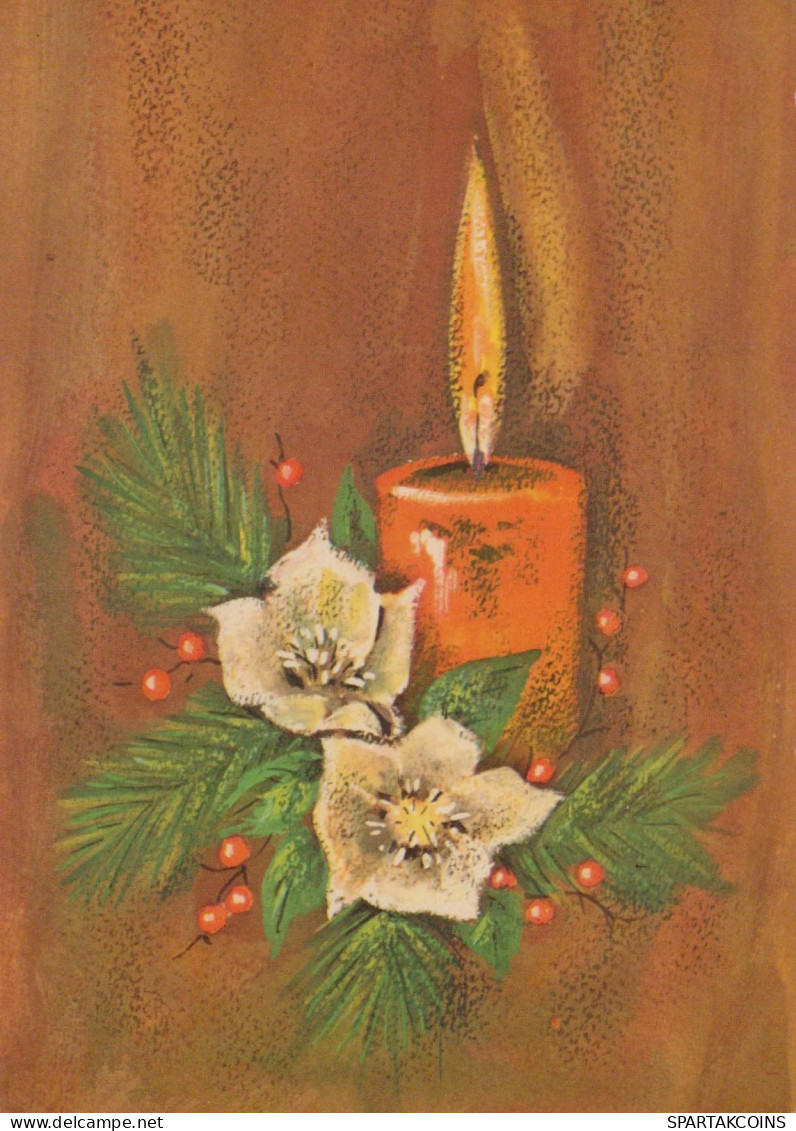 Buon Anno Natale CANDELA Vintage Cartolina CPSM #PBN882.A - Anno Nuovo