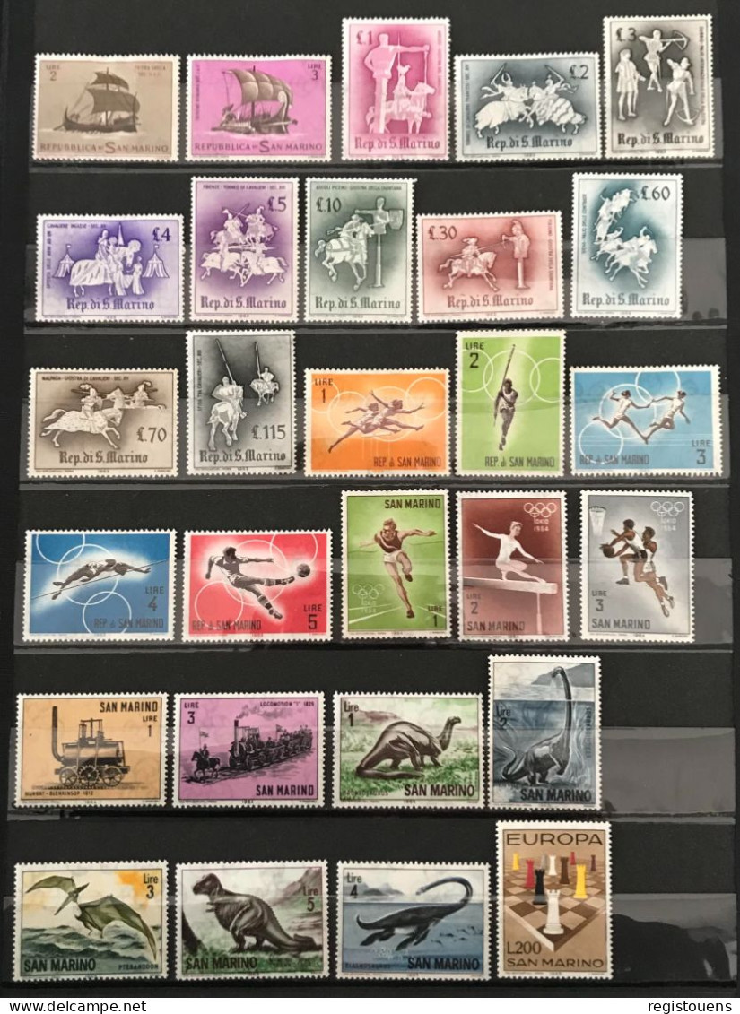 Lot De 73 Timbres Saint-Marin 1960 / 1969 - Other & Unclassified