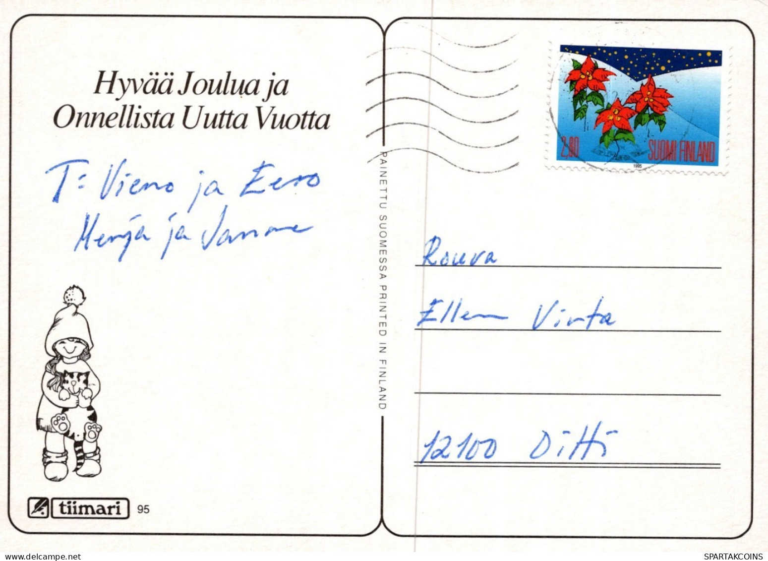 PAPÁ NOEL Animales NAVIDAD Fiesta Vintage Tarjeta Postal CPSM #PAK756.A - Santa Claus