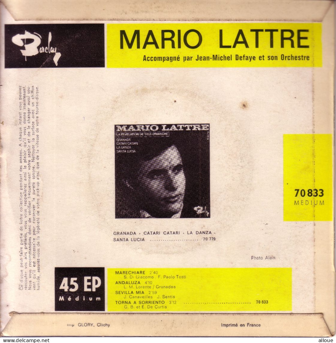 MARIO LATTRE - FR EP - MARECHIARE + 3 - Opera / Operette