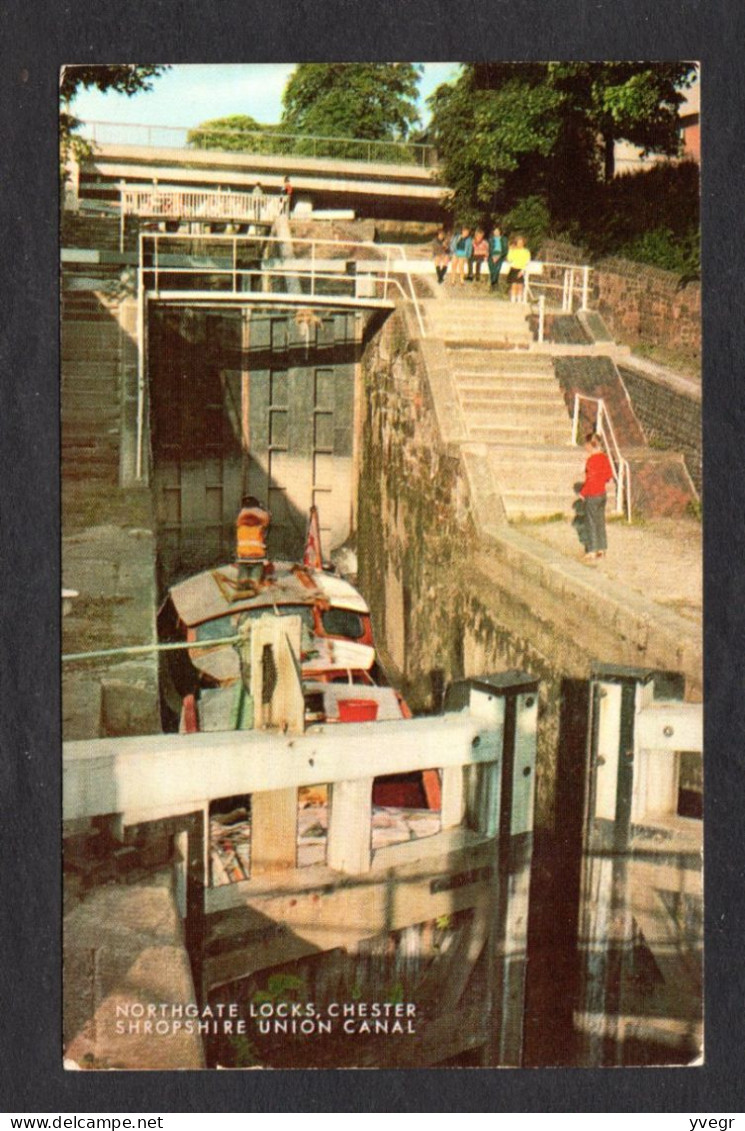 Angleterre - NORTHGATE LOCKS , CHESTER SHROPSHIRE UNION CANAL - Bateau Dans L'Ecluse En 1986 - Shropshire