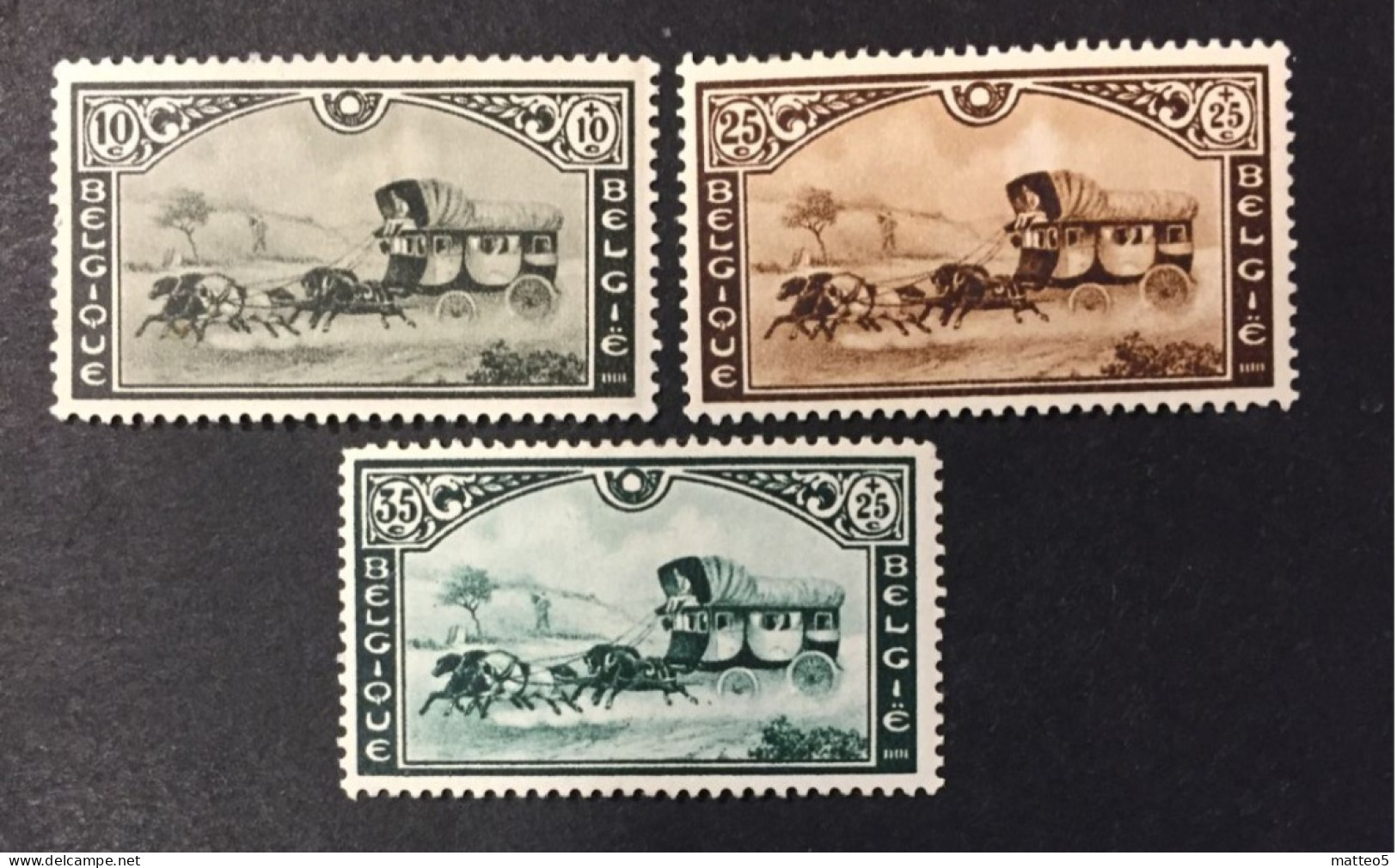 1935 - Belgium - Stage Coach, Postal Service - International Stamp Exhibition Of Belgium And Belgian Congo - Unused - Nuevos