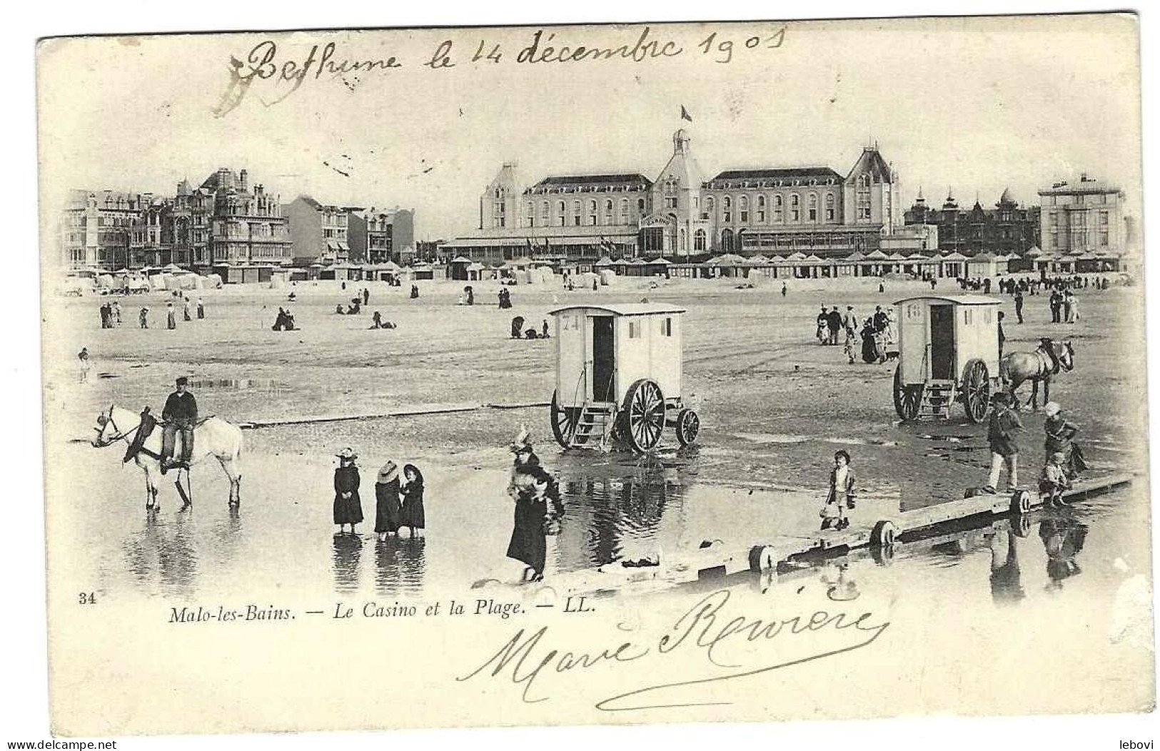 France – MALO – LES – BAINS « Le Casino Et La Plage » (1902) - Malo Les Bains