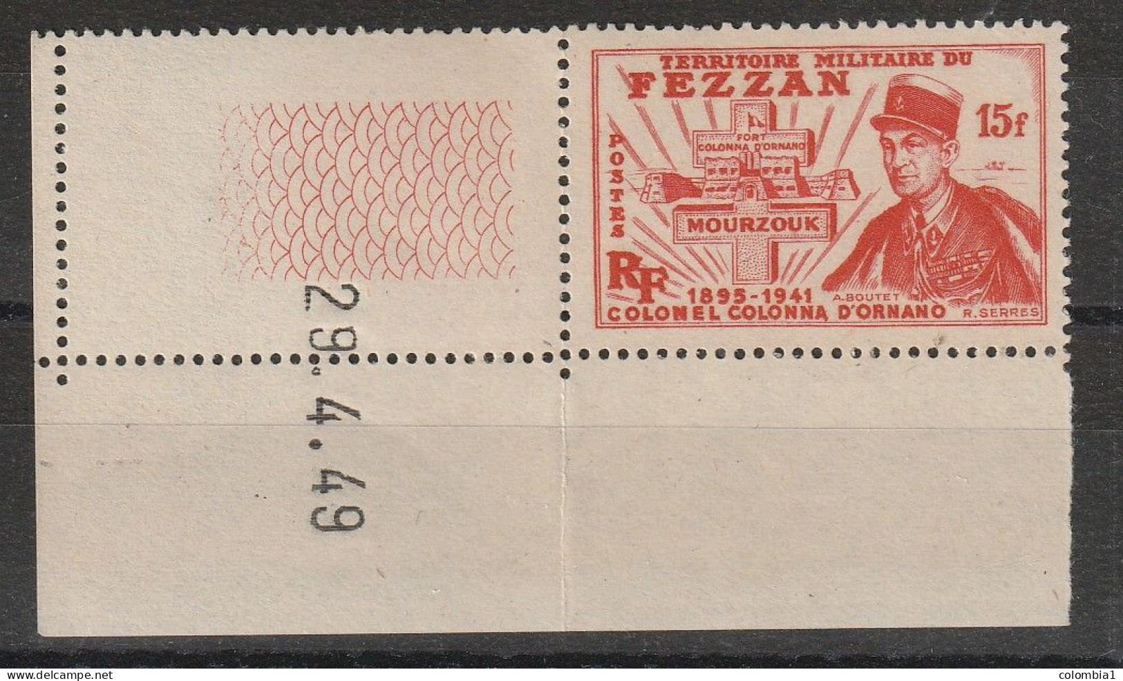 FEZZAN YT 50 Neuf ** Avec Coin Daté  29 - 4 - 1949 - Unused Stamps