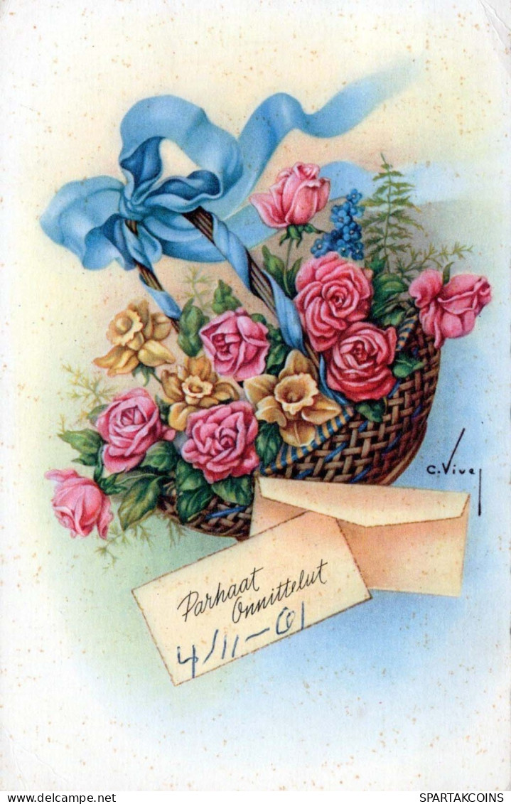 FLORES Vintage Tarjeta Postal CPSMPF #PKG060.A - Blumen
