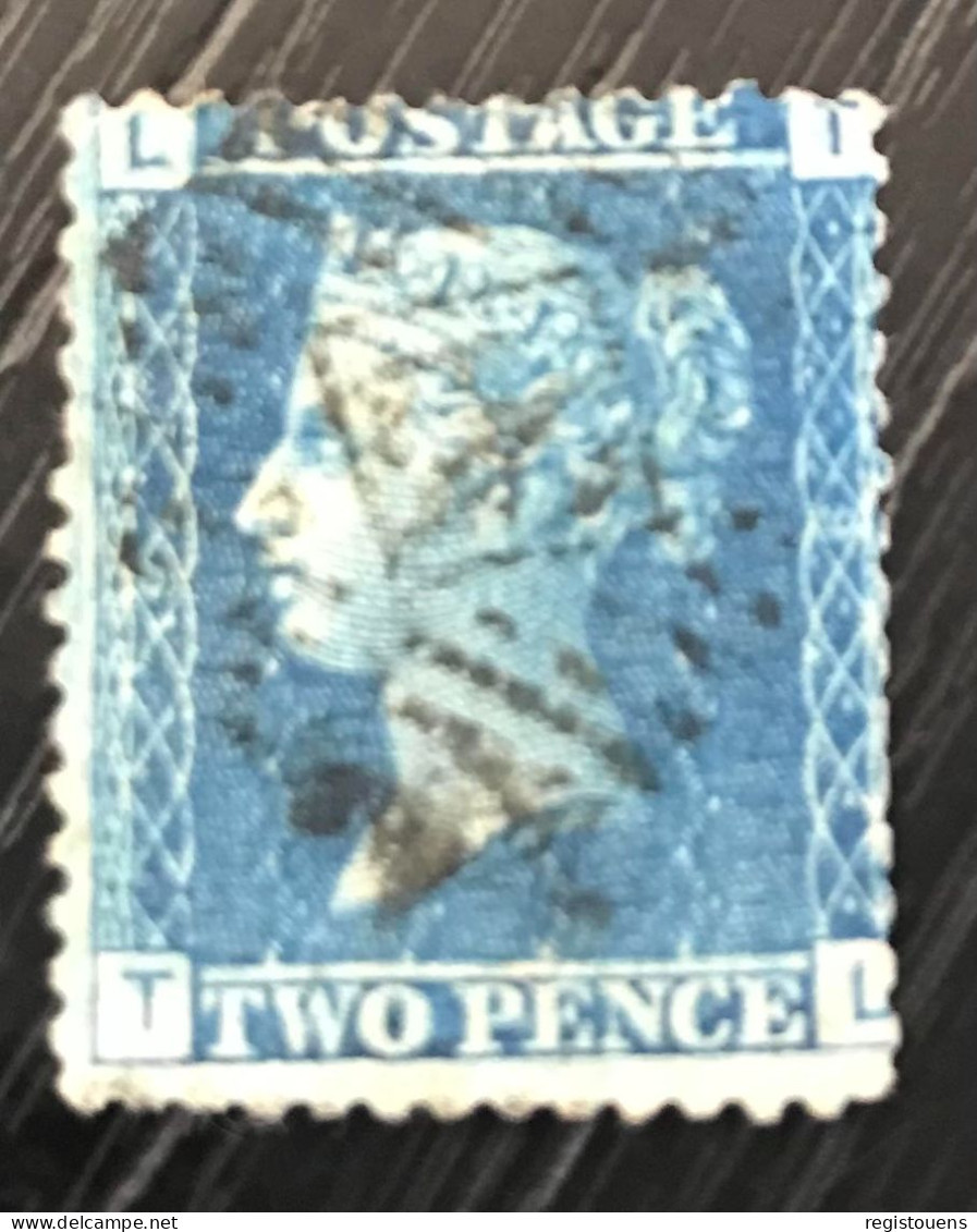 Timbre Oblitéré Grande Bretagne 1858 Two Pence Bleu Dentelé " Lt " - Used Stamps