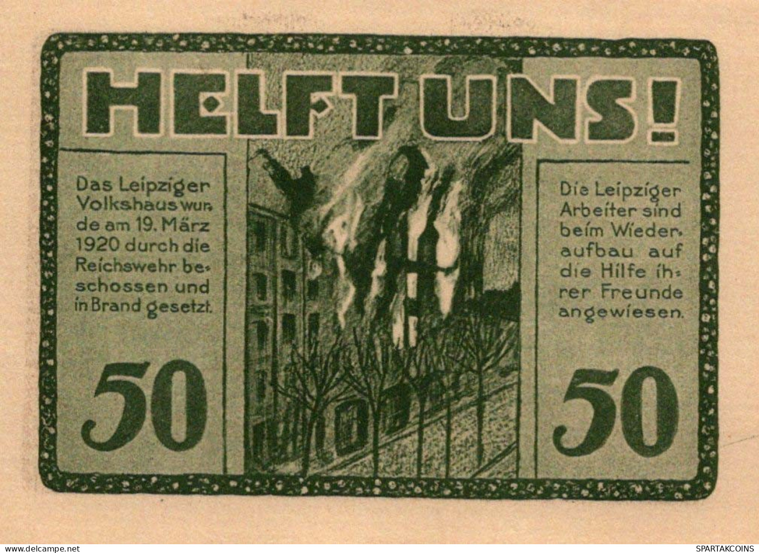 50 PFENNIG 1920 Stadt LEIPZIG Saxony UNC DEUTSCHLAND Notgeld Banknote #PC117 - [11] Emissions Locales