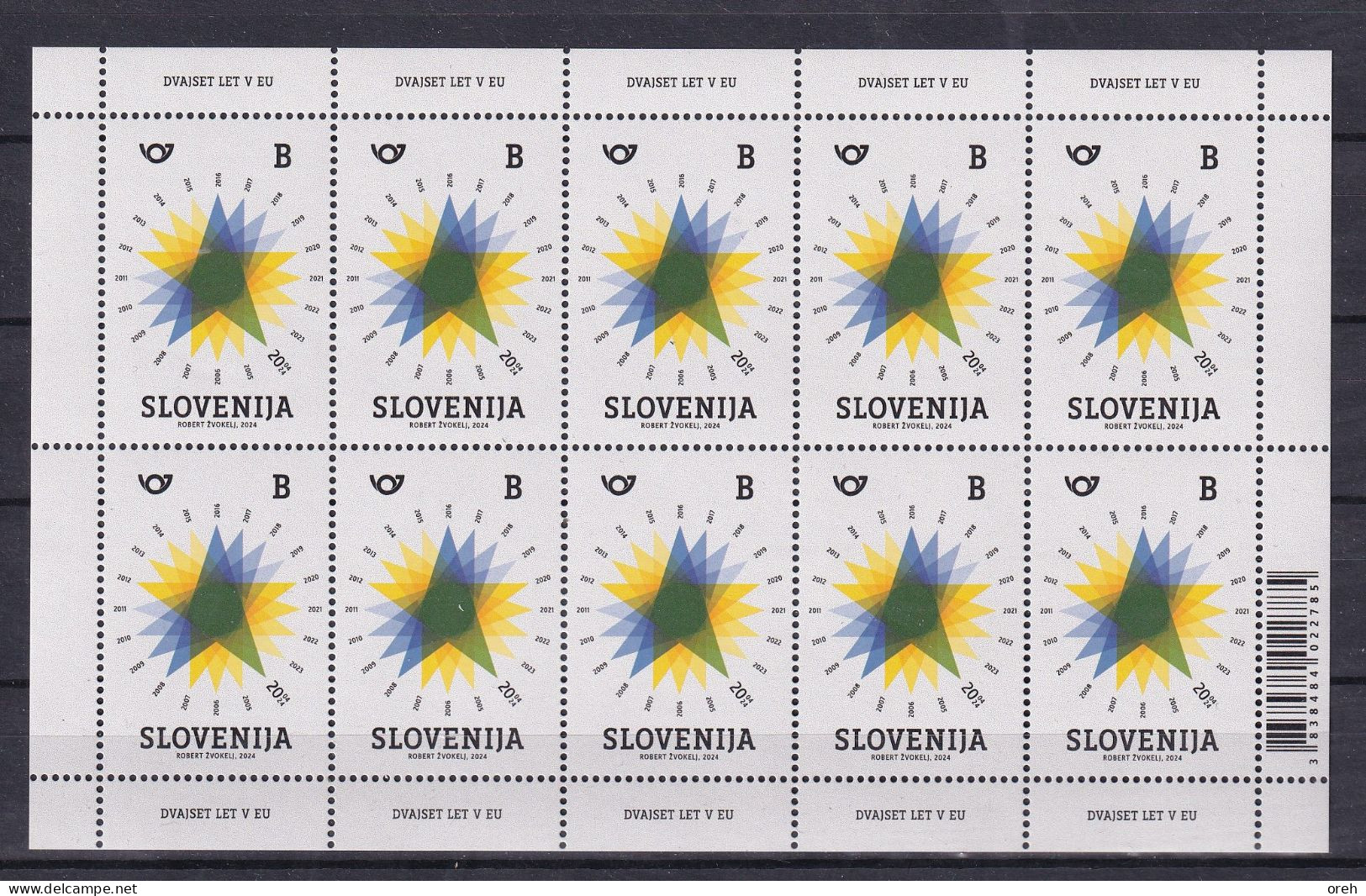 SLOVENIA 2024,20th Anniversary Of Slovenia's Membership Of The European Union,SLOVENIA IN EU,SHEET,MNH - Slovénie