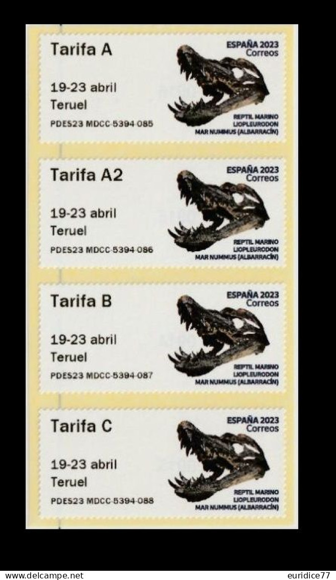 Spain Espagne España 2023 - ATM Juvenia 2023 Teruel Reptil Marino Strip Mnh** - Machine Labels [ATM]