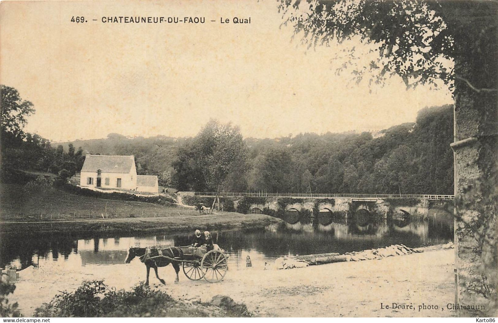 Châteauneuf Du Faou * Vue Sur Les Quais Et Le Pont * Attelage - Châteauneuf-du-Faou
