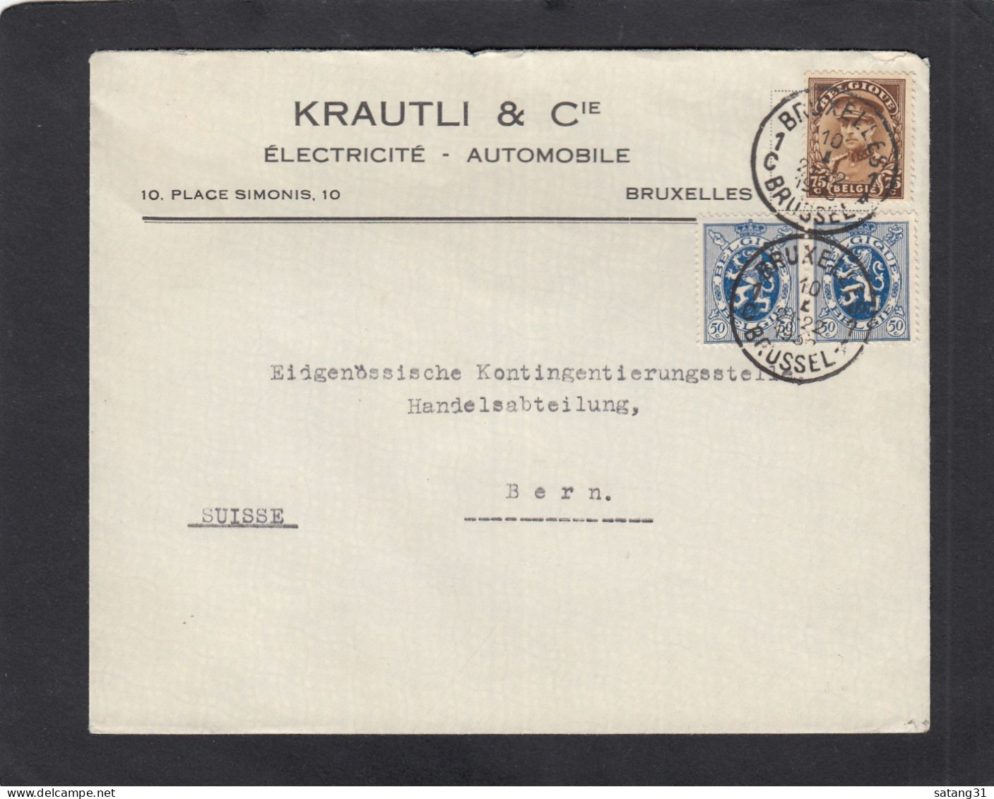 KRATLI & CIE.,ELECTRICITE - AUTOMOBILE, BRUXELLES.LETTRE POUR BERN,1935. - Lettres & Documents